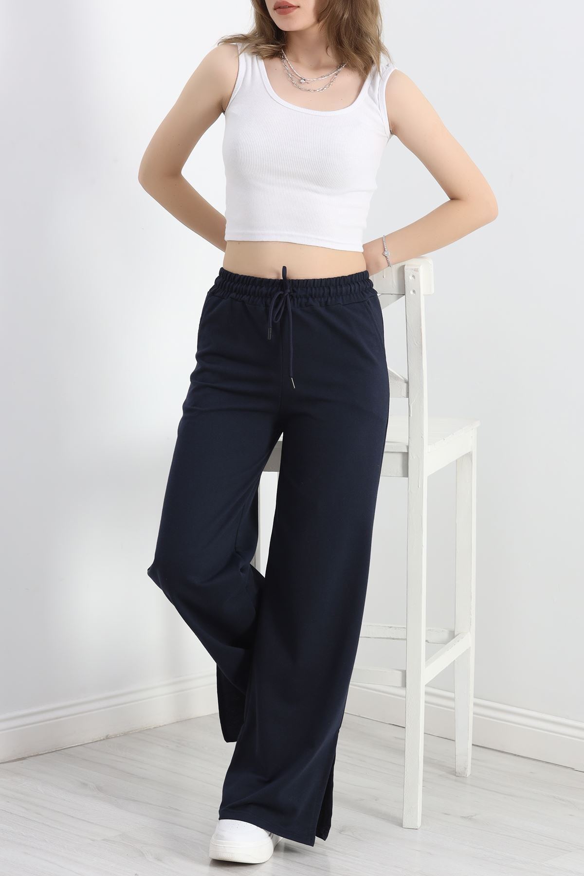 Yırtmaçlı 2 İplik Eşofman Altı Lacivert - 40025.1857.