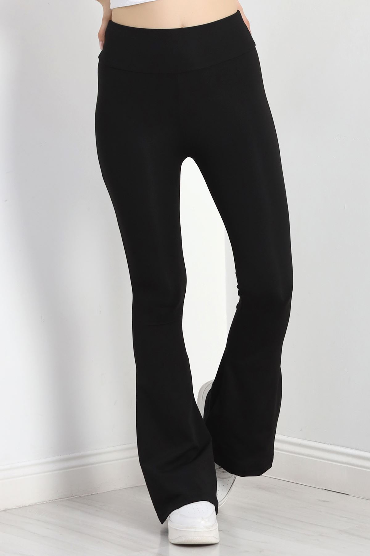 Geniş Kemer İspanyol Paça Dalgıç Tayt Siyah - 40125.1098.