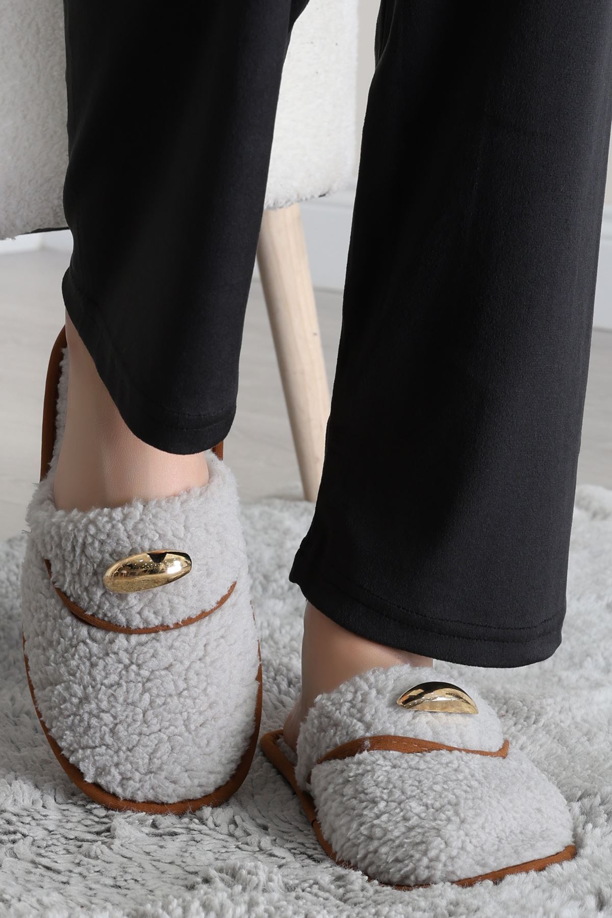 Teddy Ev Terliği Gri - 1760.1846.