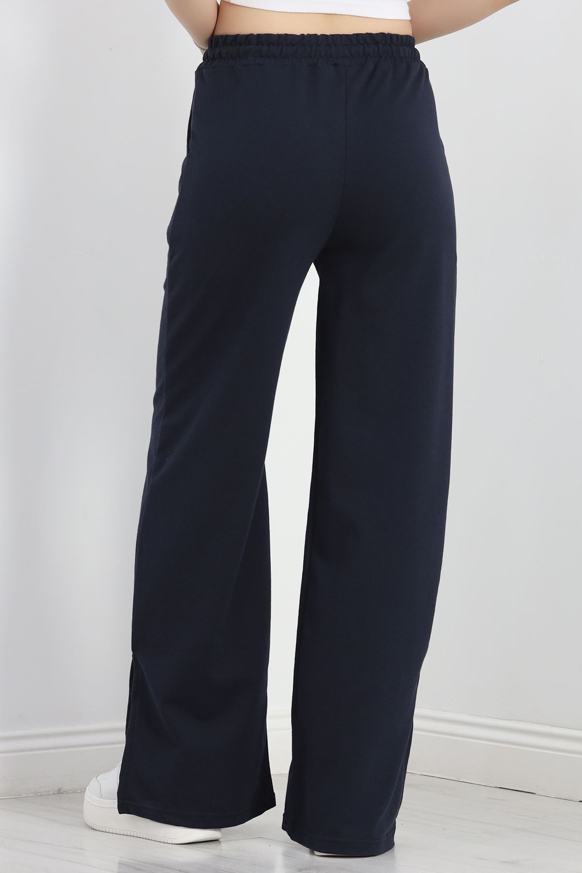 Yırtmaçlı 2 İplik Eşofman Altı Lacivert - 40025.1857.