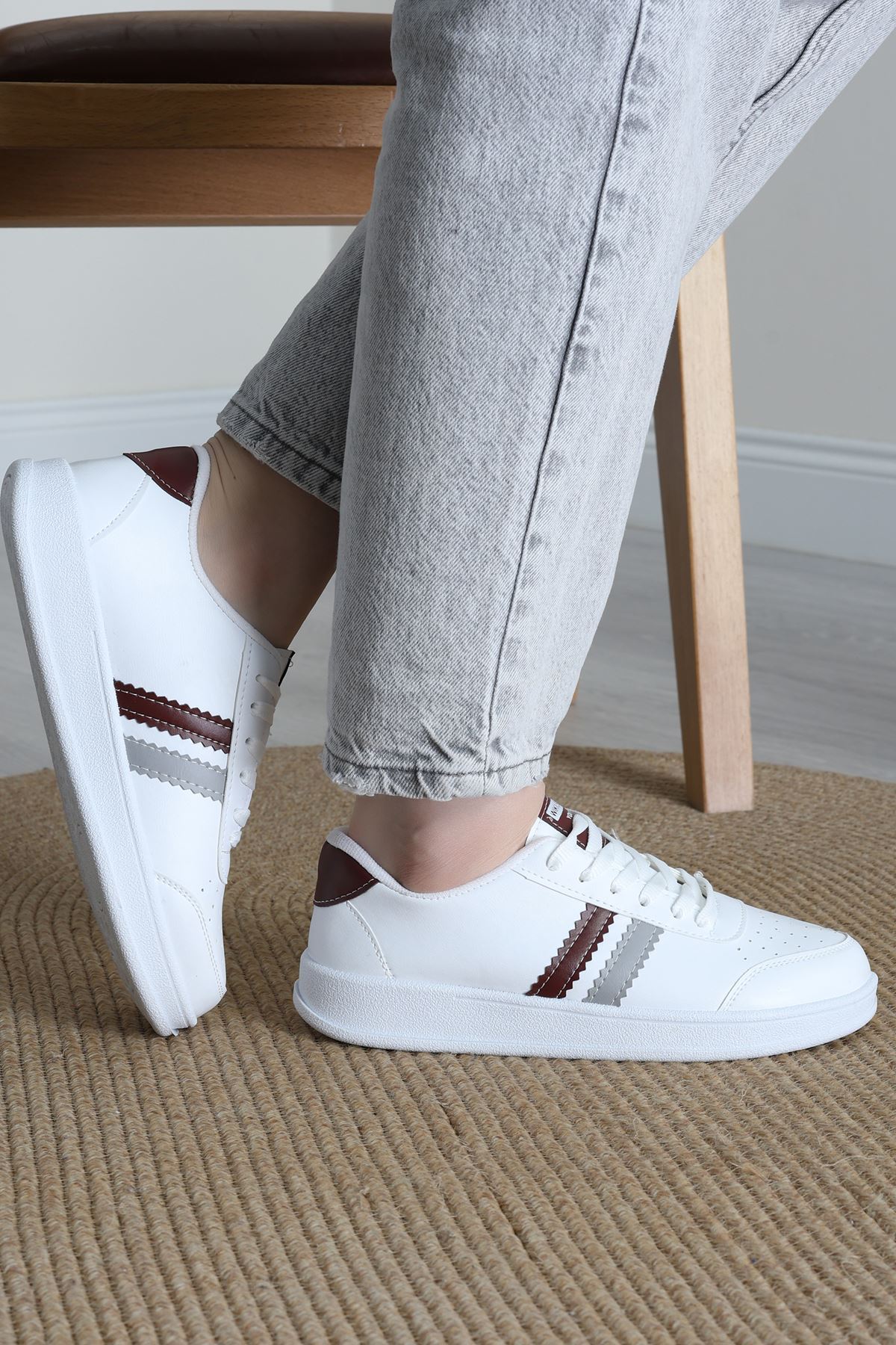 Şeritli Günlük Ayakkabı Beyazbordogri - 17114.264.