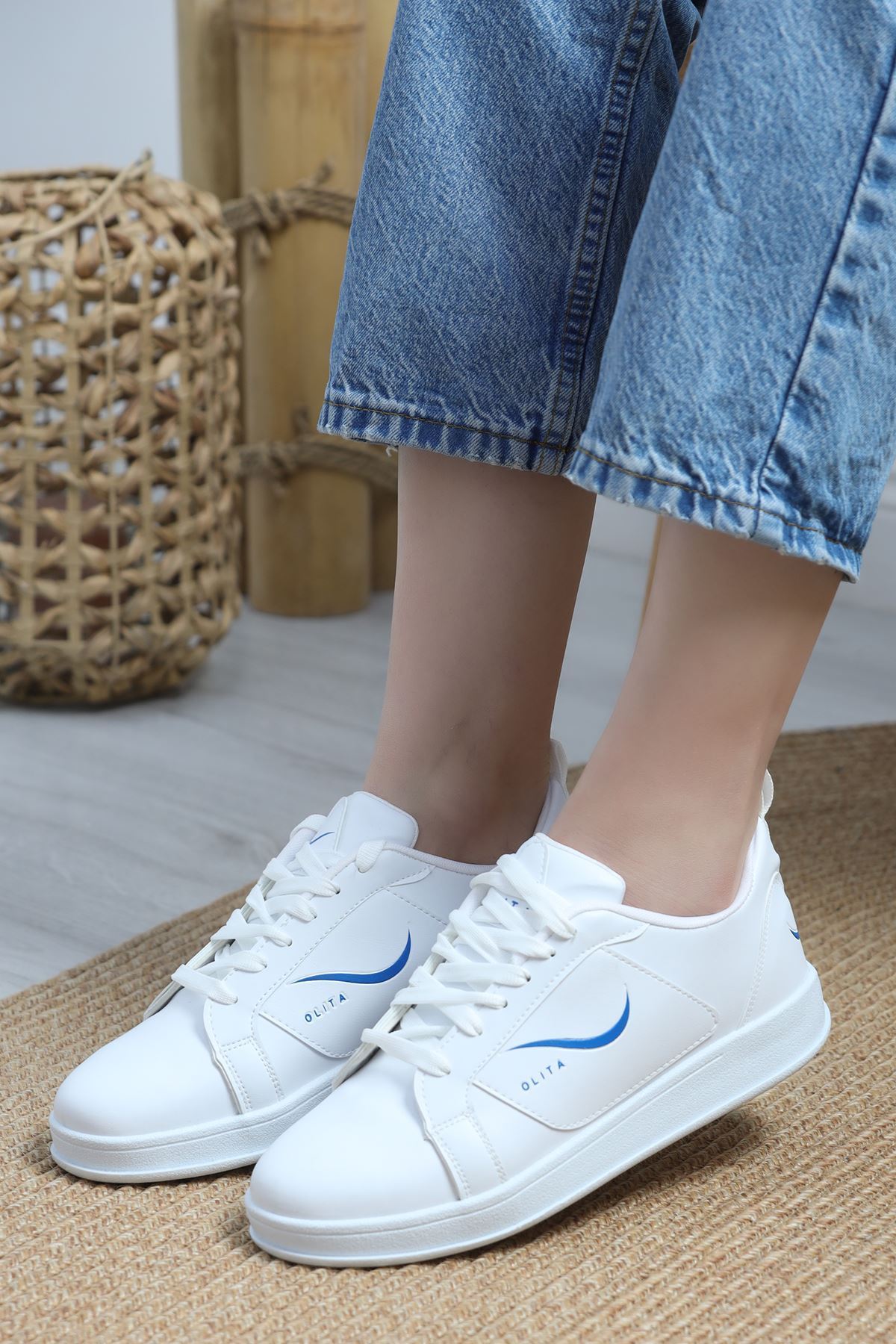Baskılı Günlük Ayakkabı Beyazmavi - 30303.264.