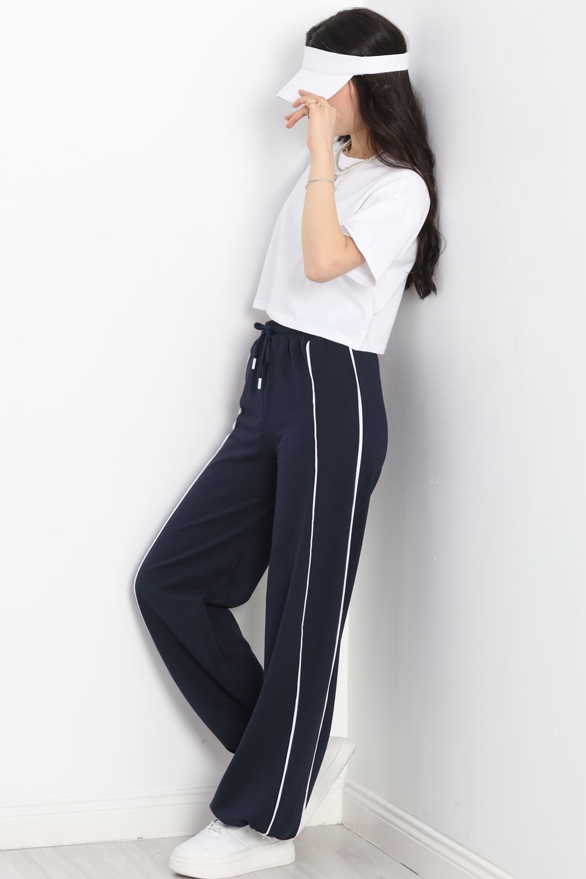 2 İplik Paça Stoperli Eşofman Altı Lacivert - 40019.1857.