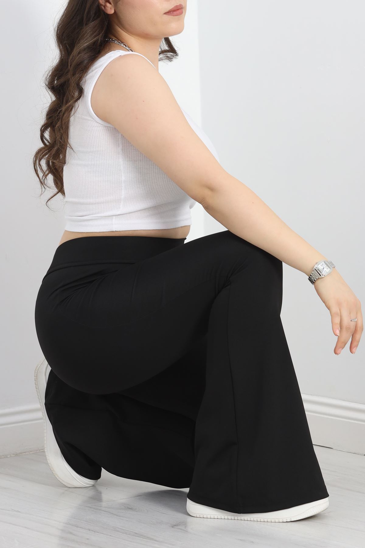 Büyük Beden Baskılı İspanyol Tayt Siyah - 50030.1098.