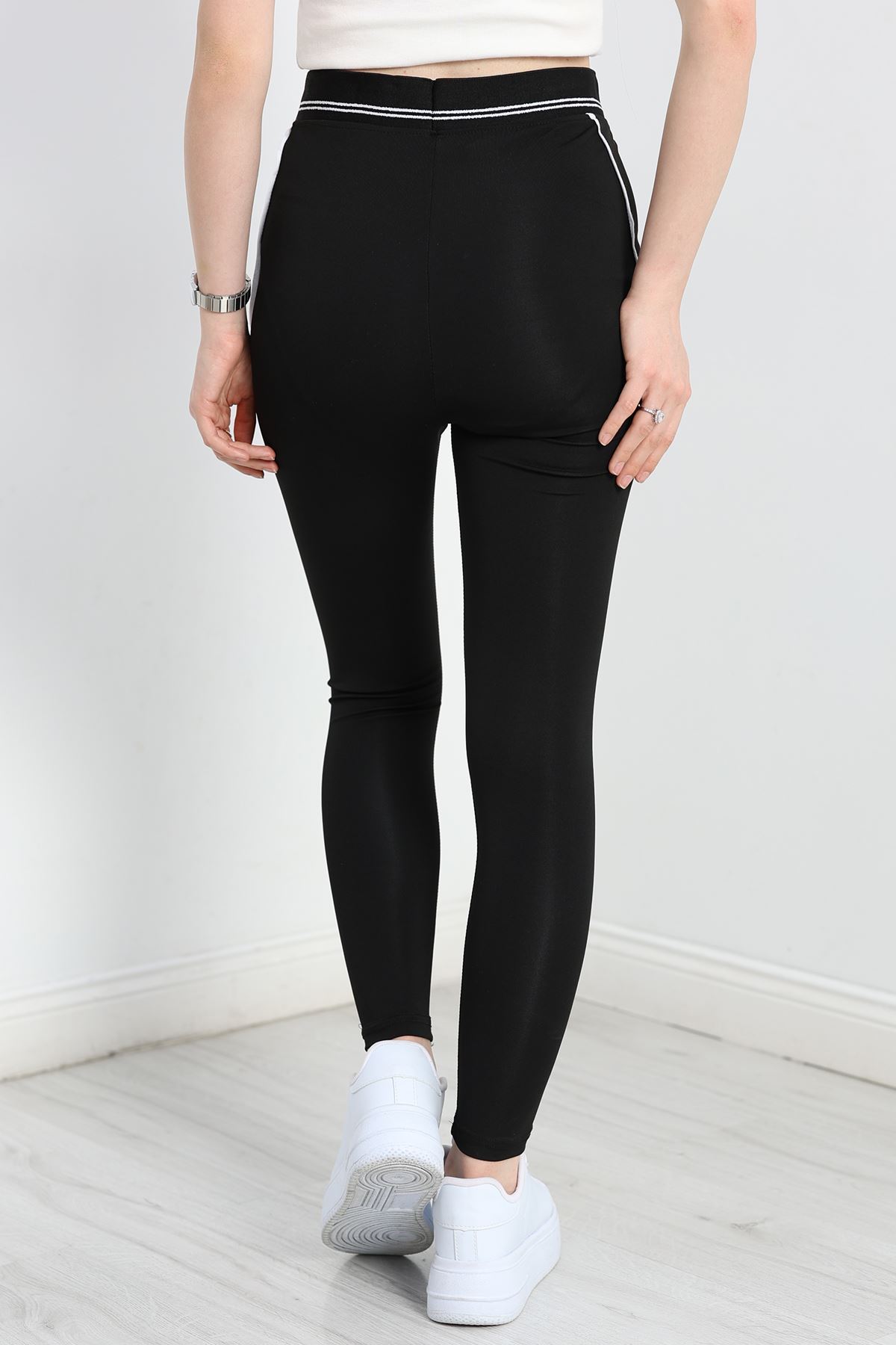 Kemerli Lastikli Biyeli Dalgıç Tayt Siyah - 50601.1005.