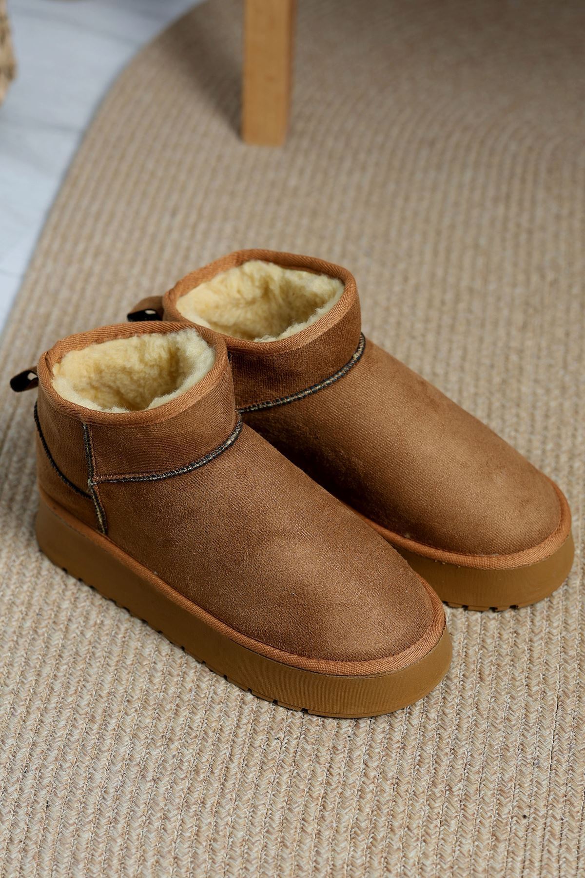 Kalın Taban Mini Boy Süet Bot Taba - 31437.1932.