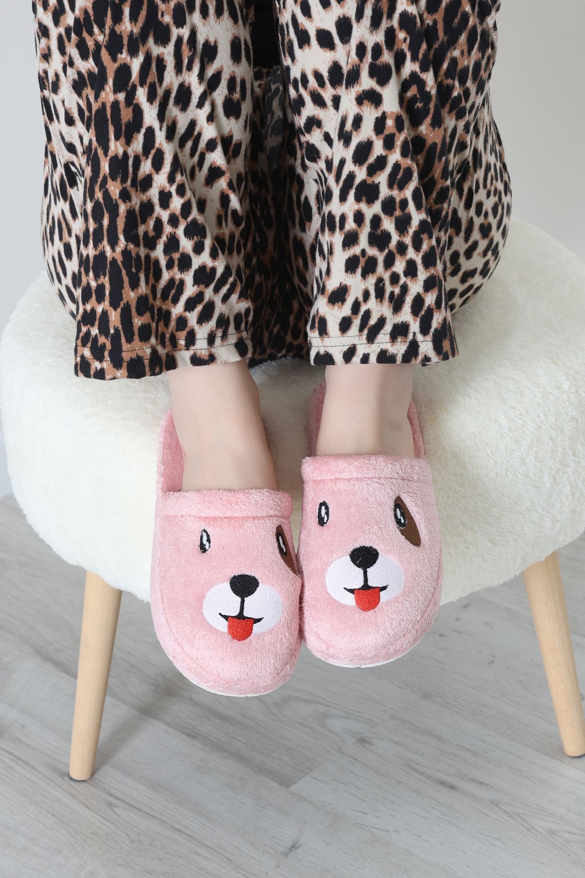 Peluş Ayıcıklı Ev Terliği Pudra - 32565.264.