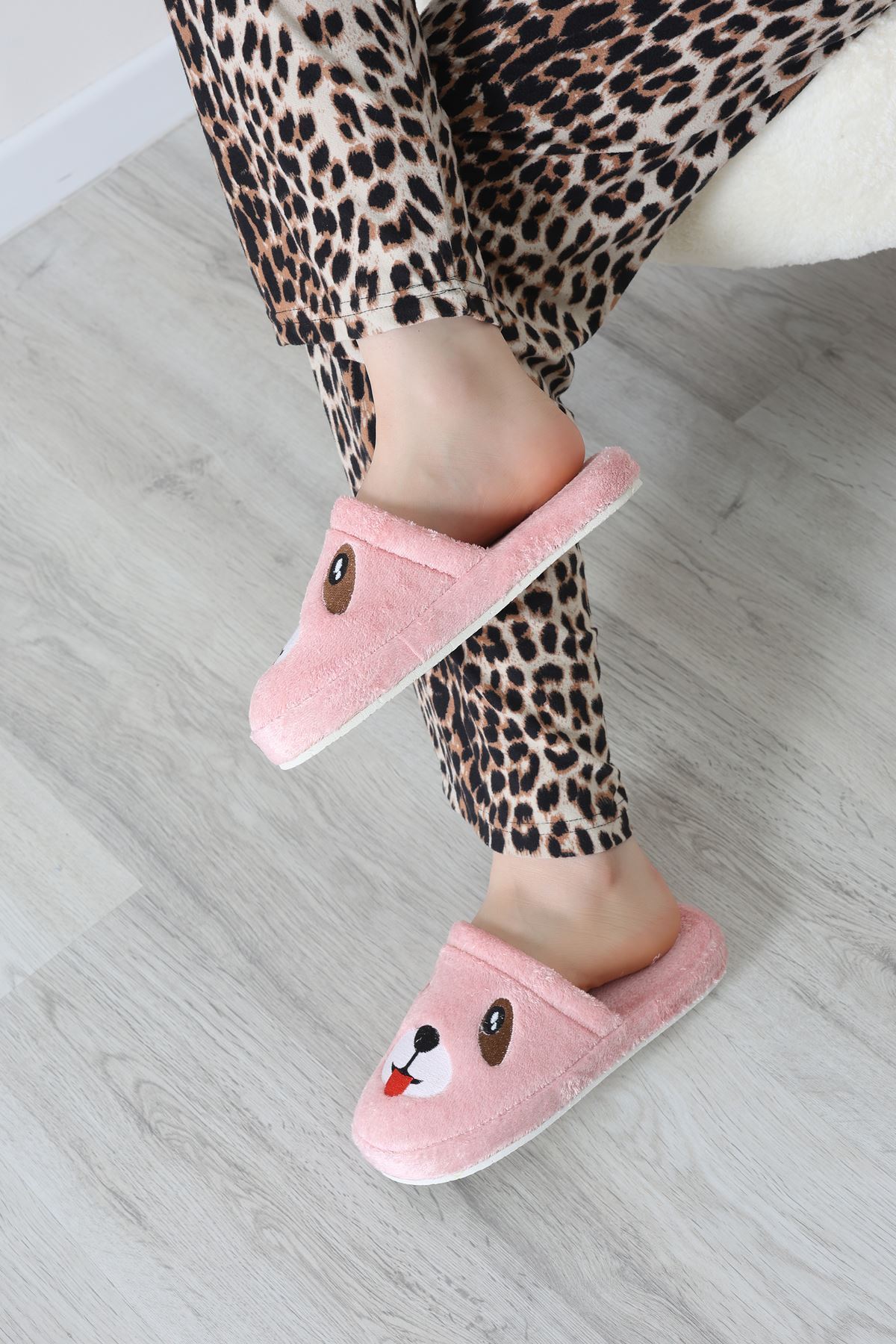 Peluş Ayıcıklı Ev Terliği Pudra - 32565.264.