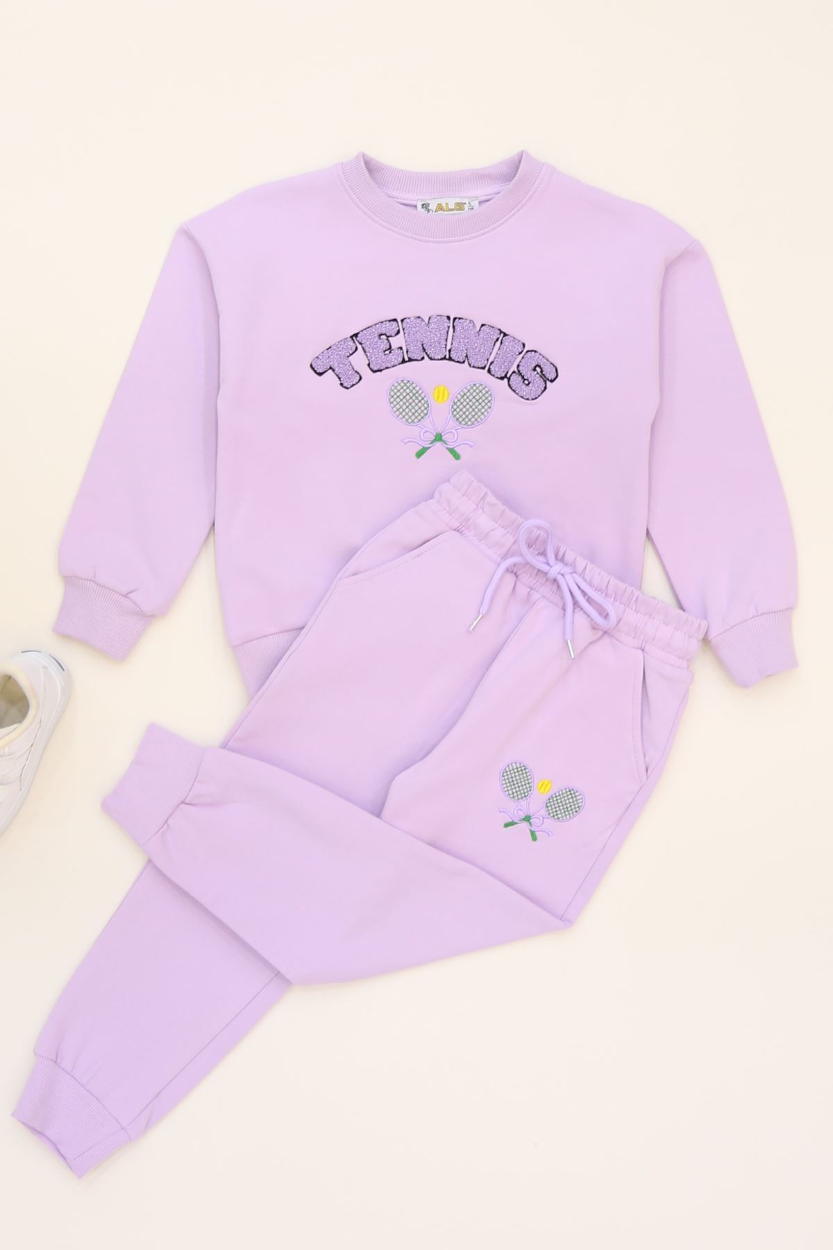 6-9 Yaş Şardonlu Yumoş Kumaş Takım Lila - 6264361.1576.