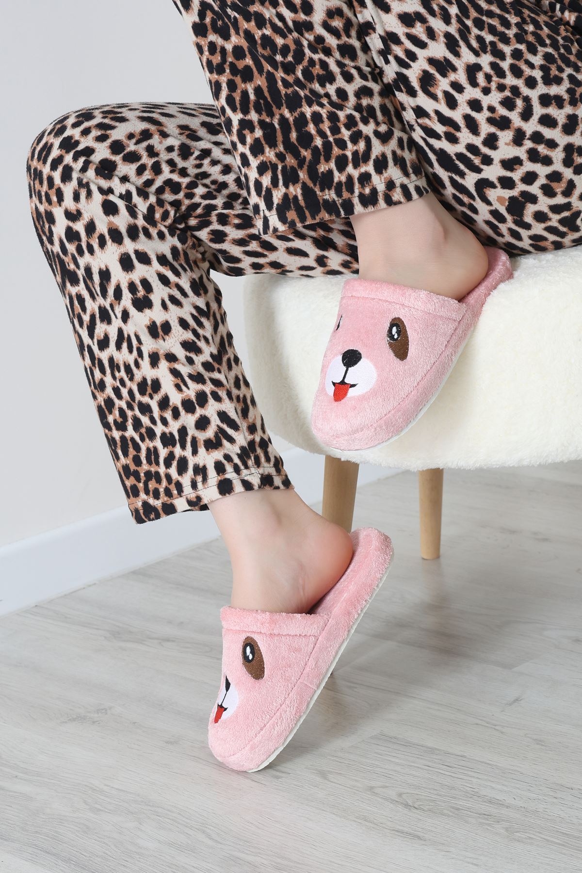 Peluş Ayıcıklı Ev Terliği Pudra - 32565.264.