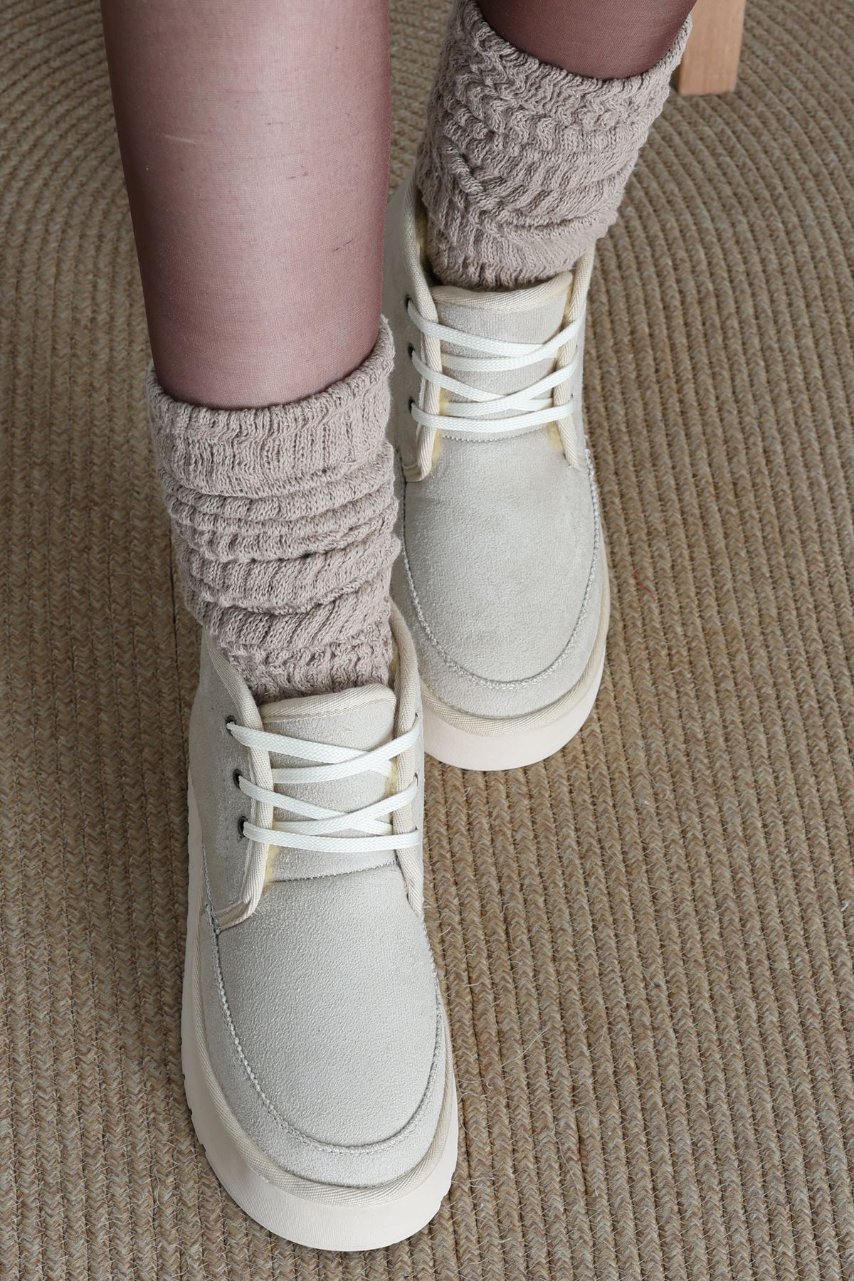 Yüksek Tabanlı Bağcıklı Bot Bej - 31440.1932.