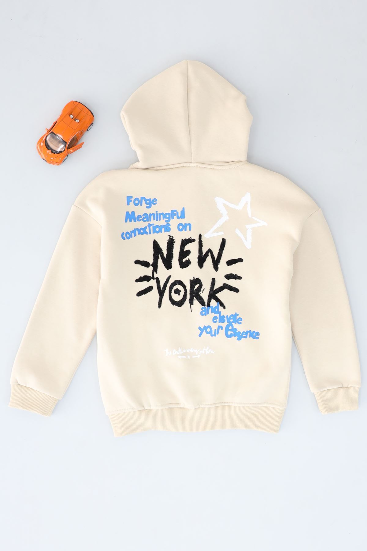 8-12 Yaş 3 İplik Şardonlu Fermuarlı Sweat Bej - 3264309.1576.