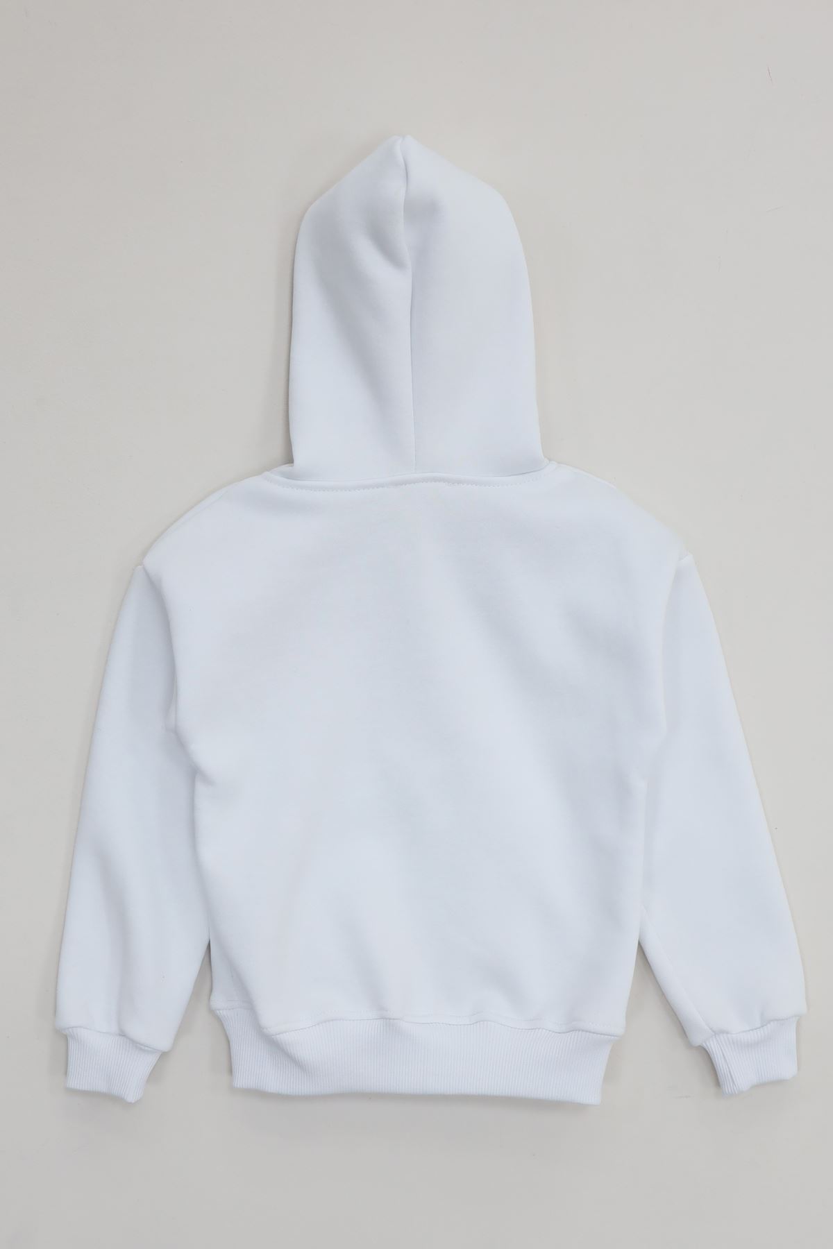 3 İplik Şardonlu Fermuarlı Sweat Beyaz - 6264346.1576.