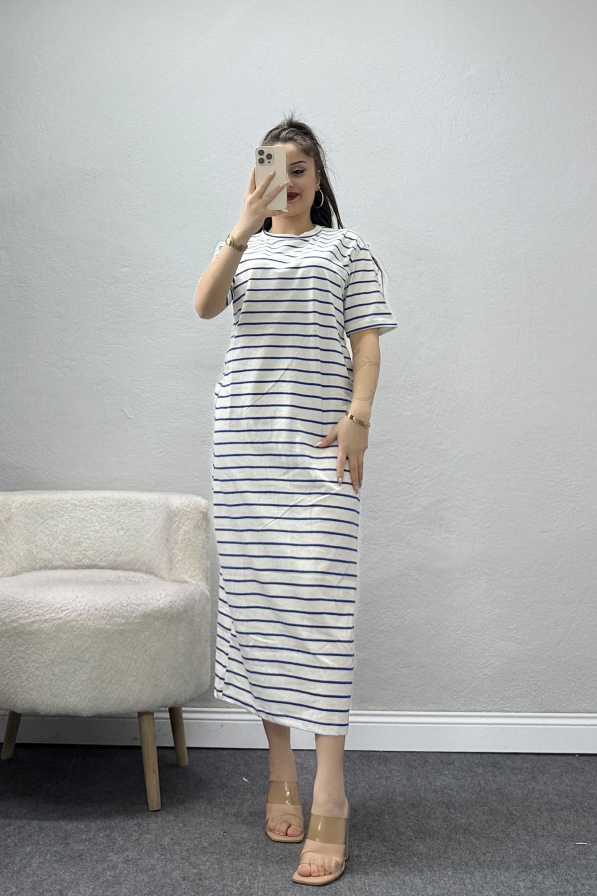 Bisiklet Yaka Süprem Penye Elbise Beyazlaci - 70824.1567.