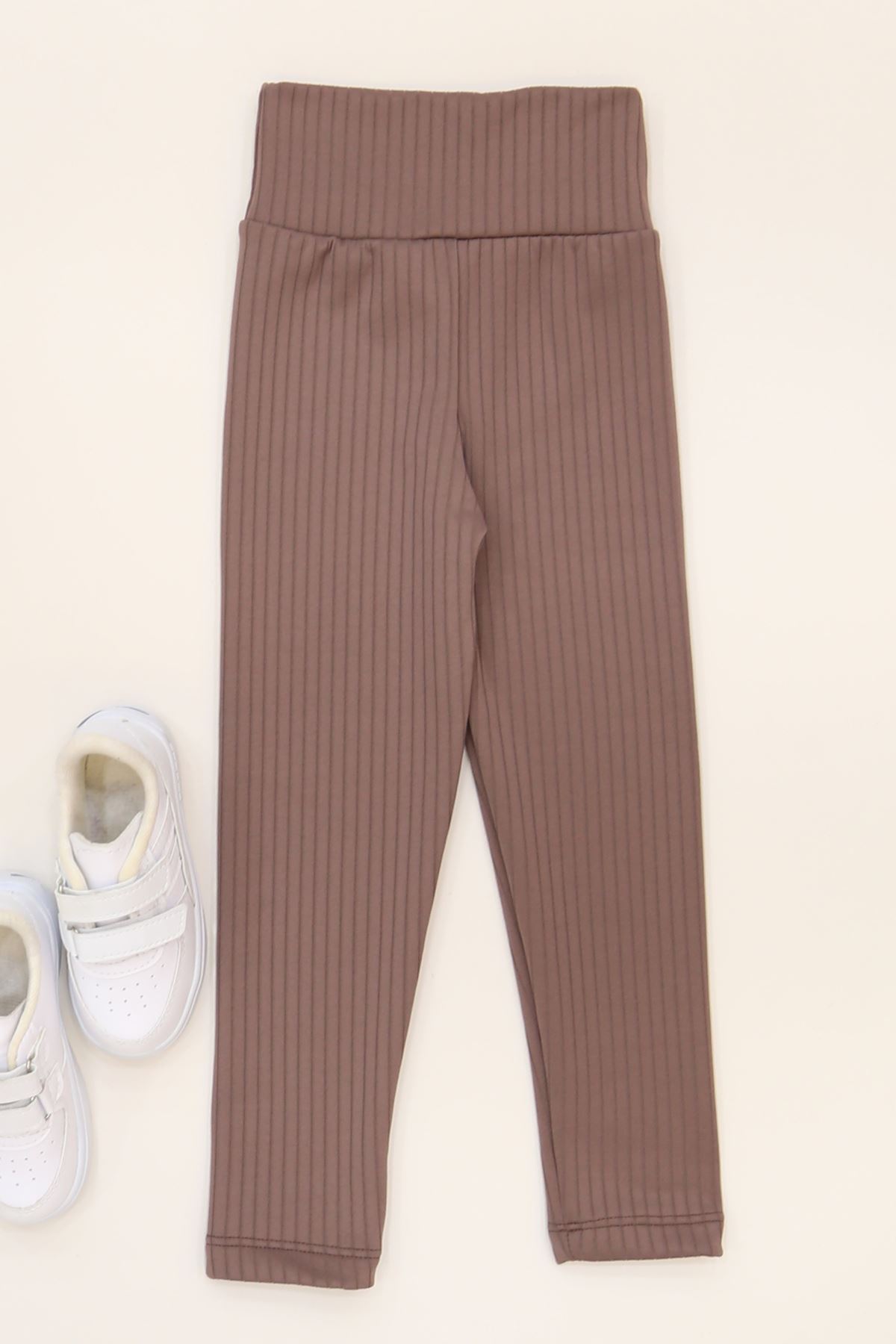 3-12 Yaş Şardonlu Fitilli Çocuk Tayt Kahve - 52089.1780.