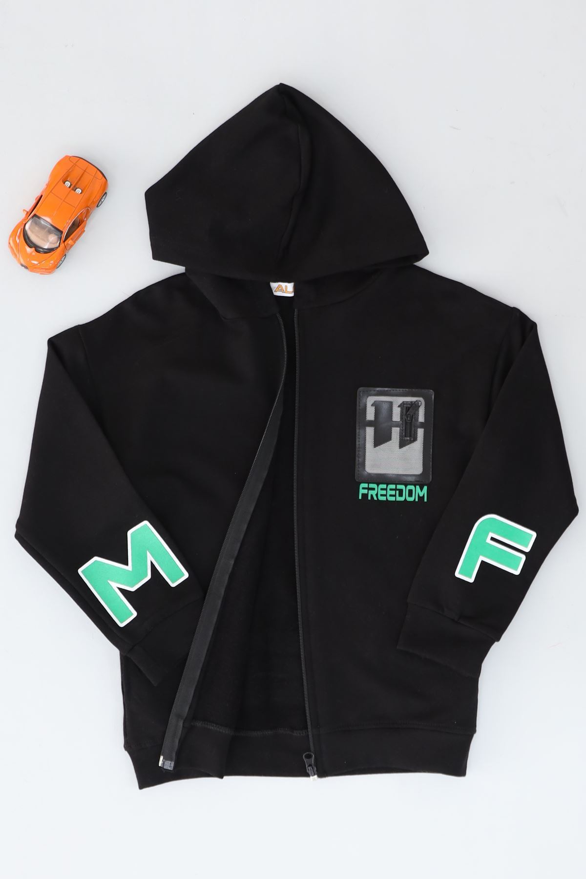 8-12 Yaş 2 İplik Şardonlu Fermuarlı Sweat Siyah - 324449.1576.