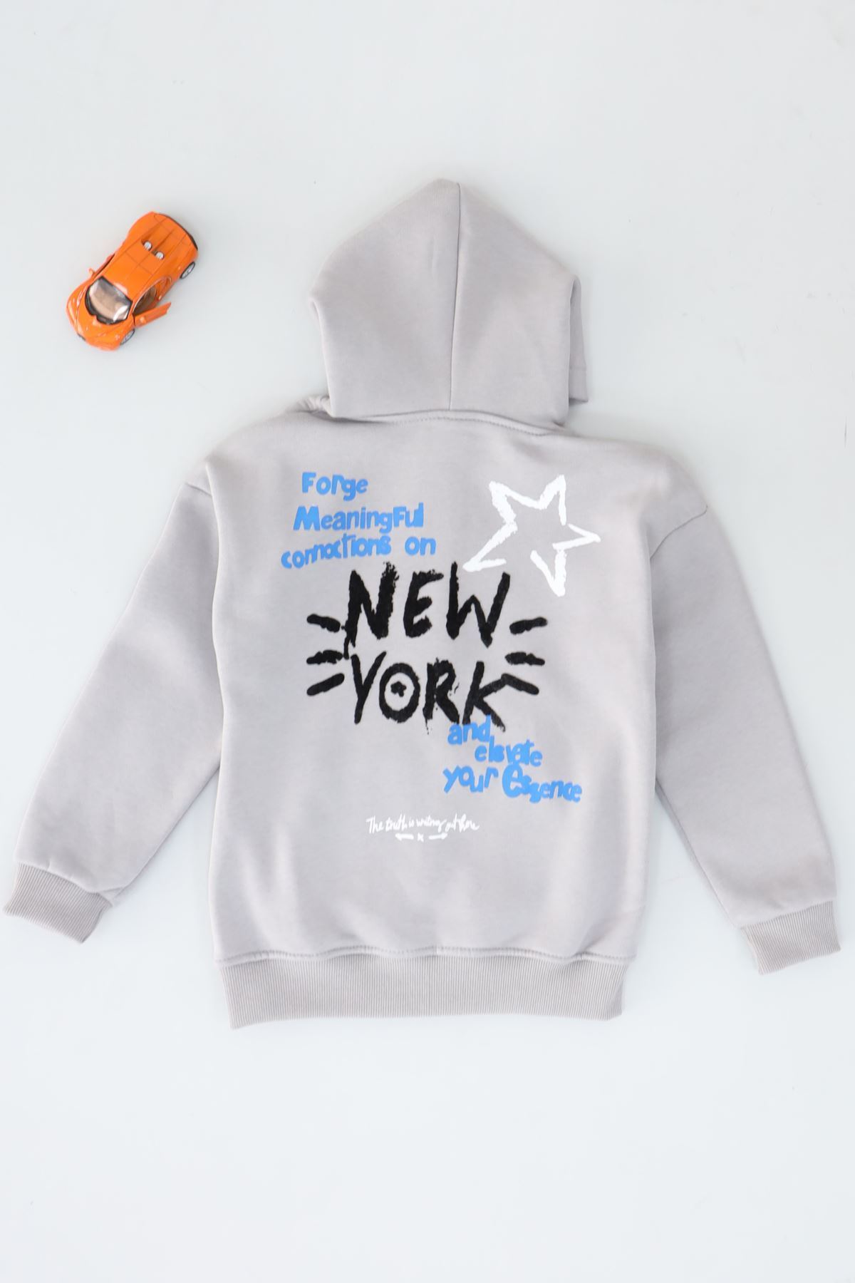 8-12 Yaş 3 İplik Şardonlu Fermuarlı Sweat Gri - 3264309.1576.