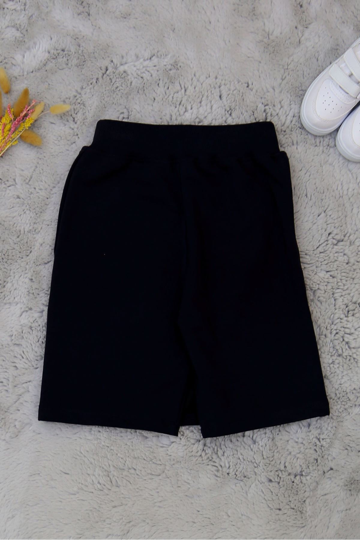 11-15 Yaş İki İplik Beli Lastikli Kompak Penye Şort Etek Lacivert - 90233.2032.