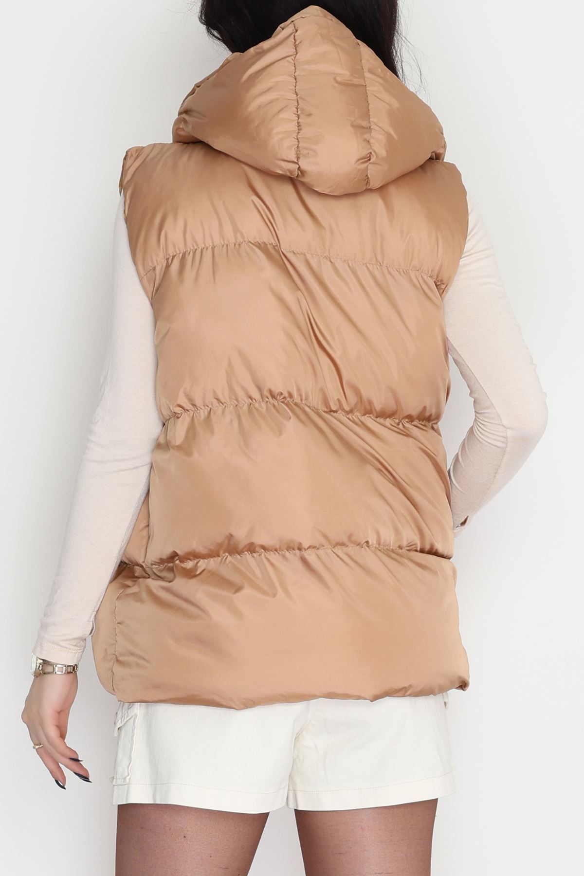 Kapşonlu Şişme Yelek Camel - 19190.1839.