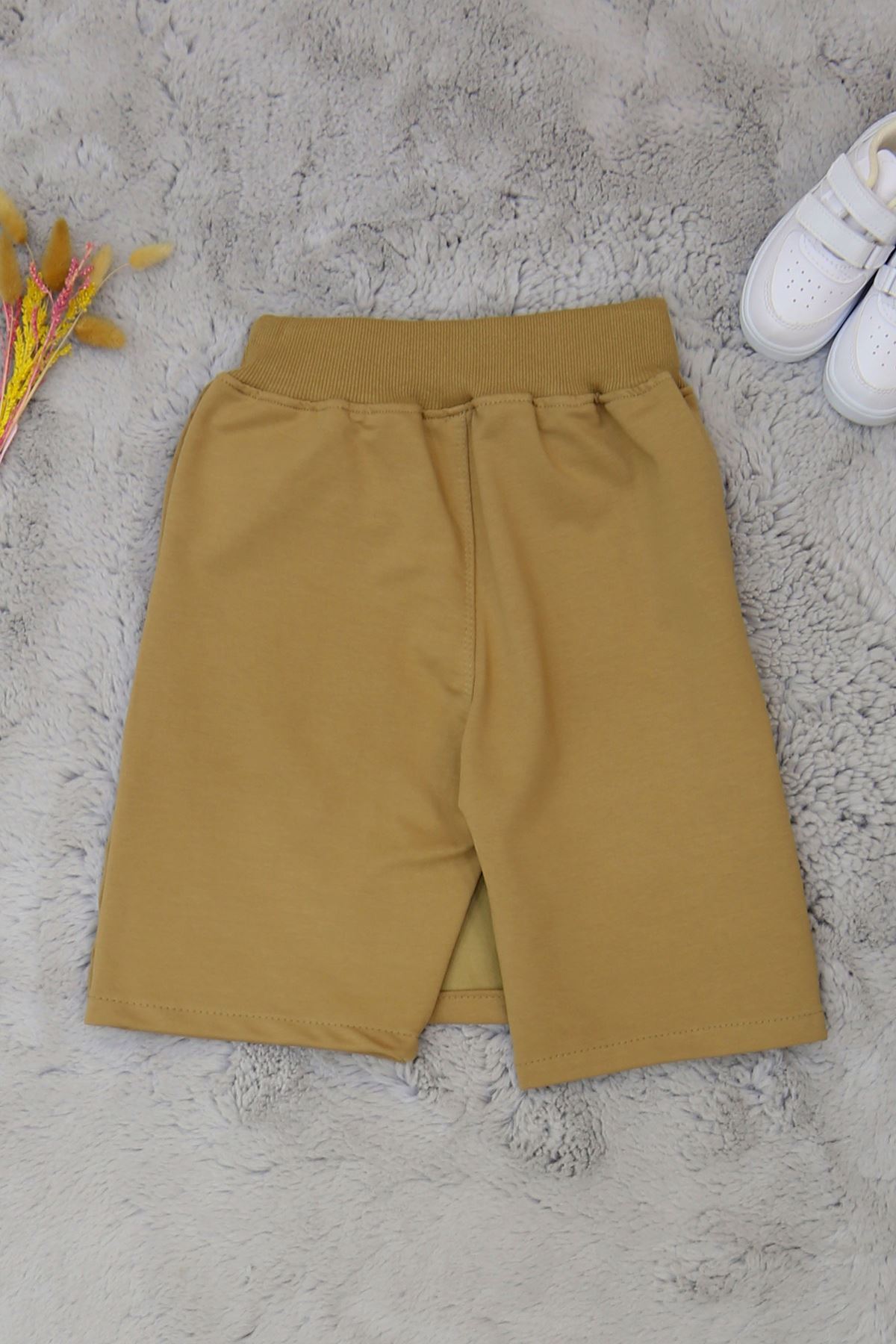 11-15 Yaş İki İplik Beli Lastikli Kompak Penye Şort Etek Bej - 90233.2032.