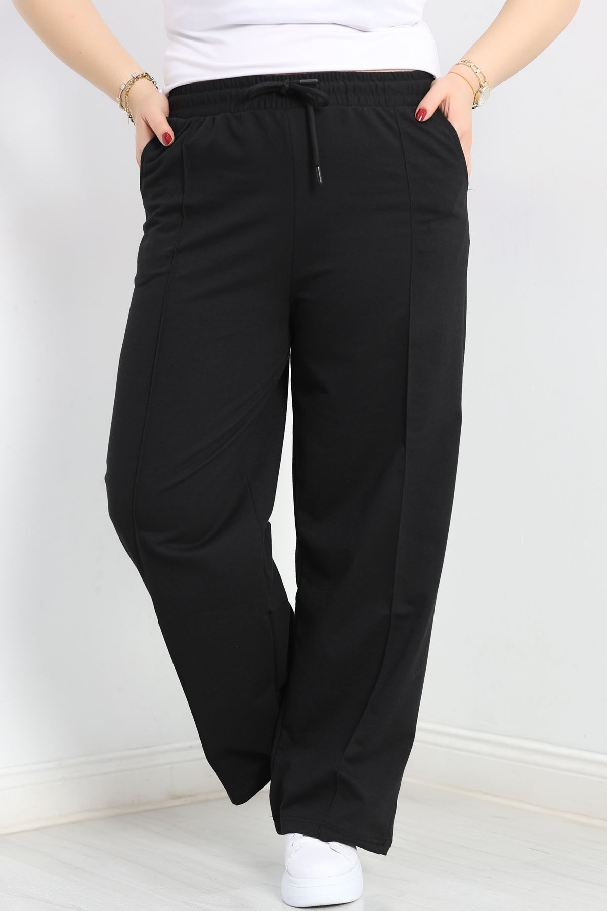 Çımalı Büyük Beden Eşofman Altı Siyah - 50663.1005.