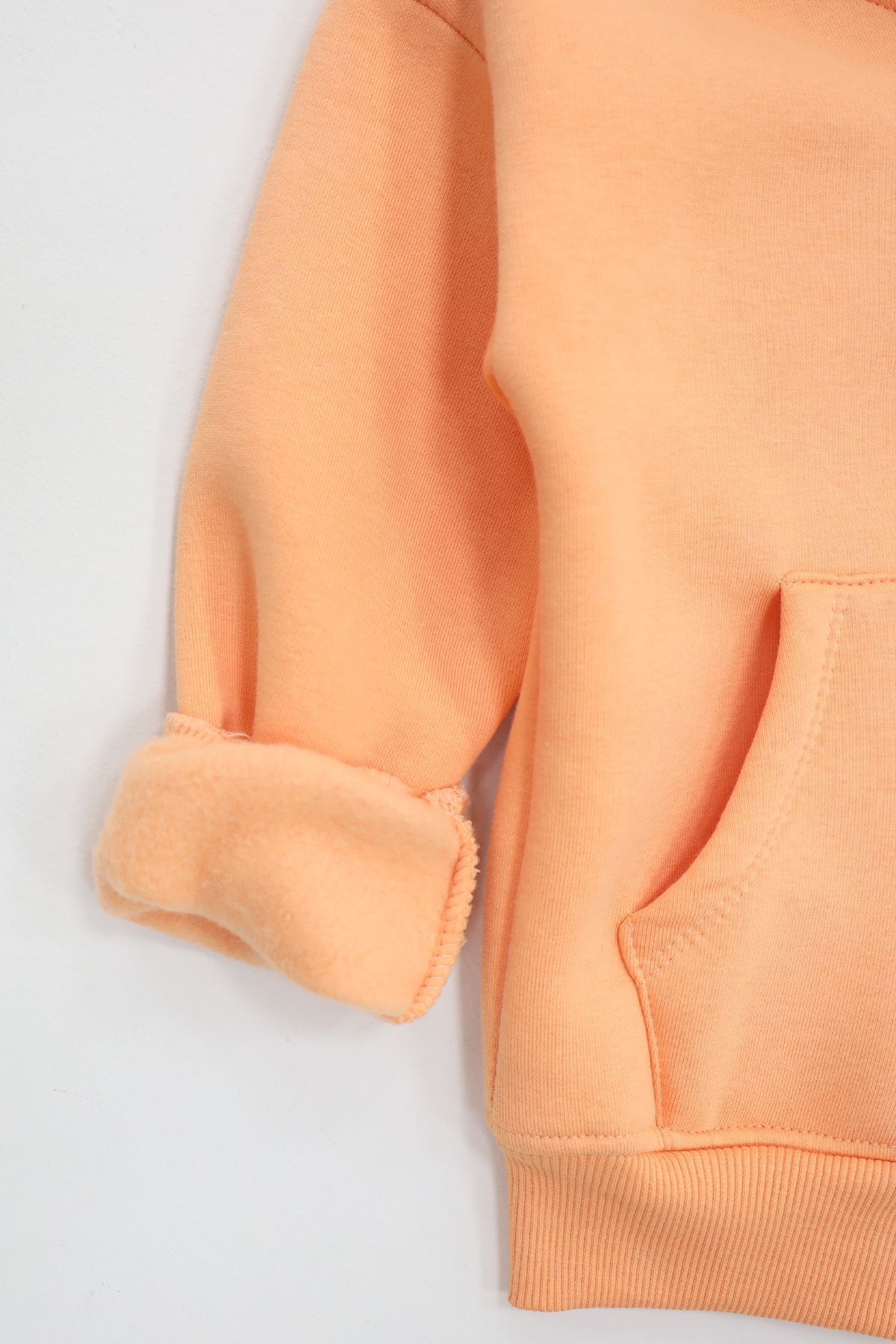 3 İplik Şardonlu Fermuarlı Sweat Oranj - 6264346.1576.