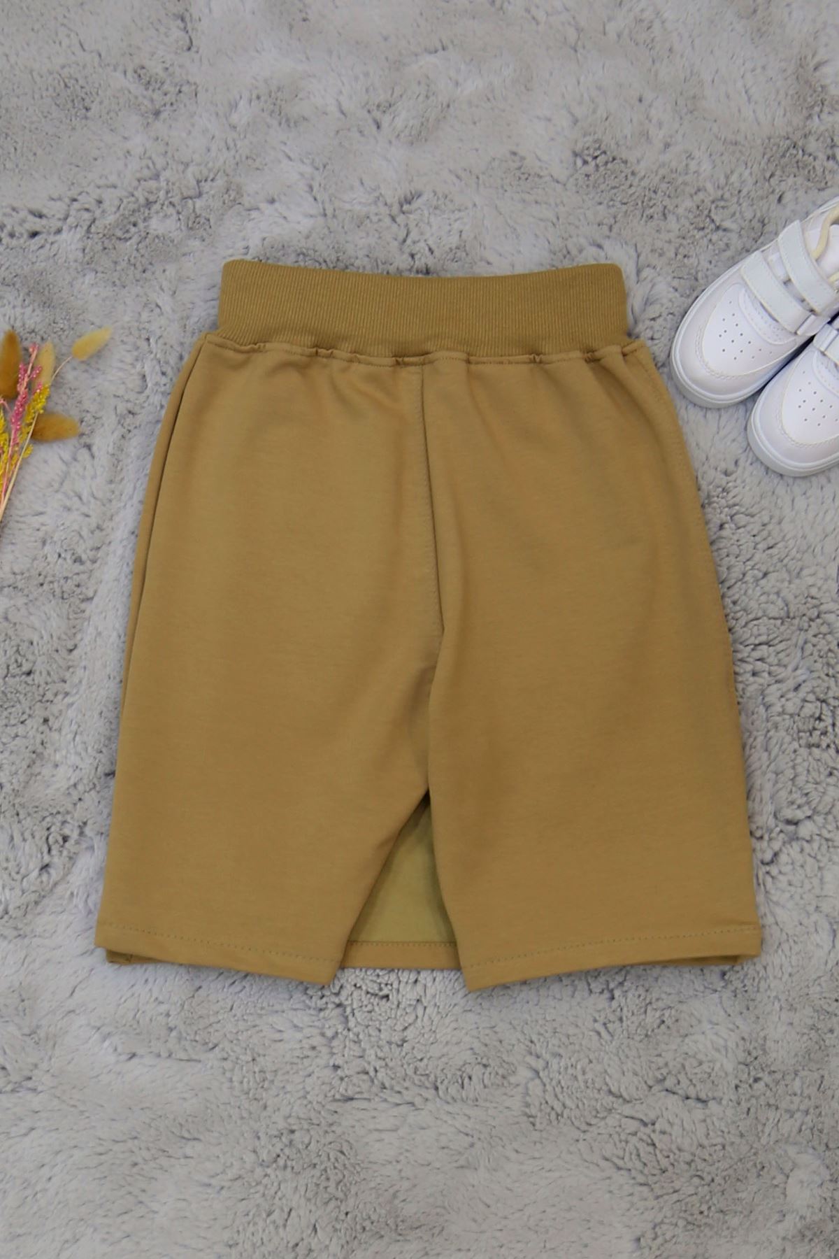 11-15 Yaş İki İplik Beli Lastikli Kompak Penye Şort Etek Bej - 90233.2032.