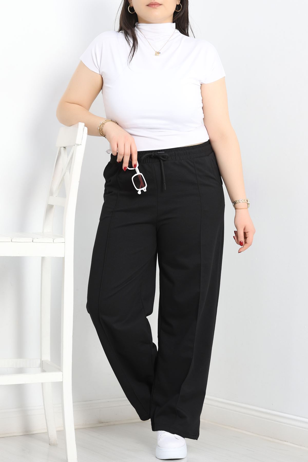 Çımalı Büyük Beden Eşofman Altı Siyah - 50663.1005.