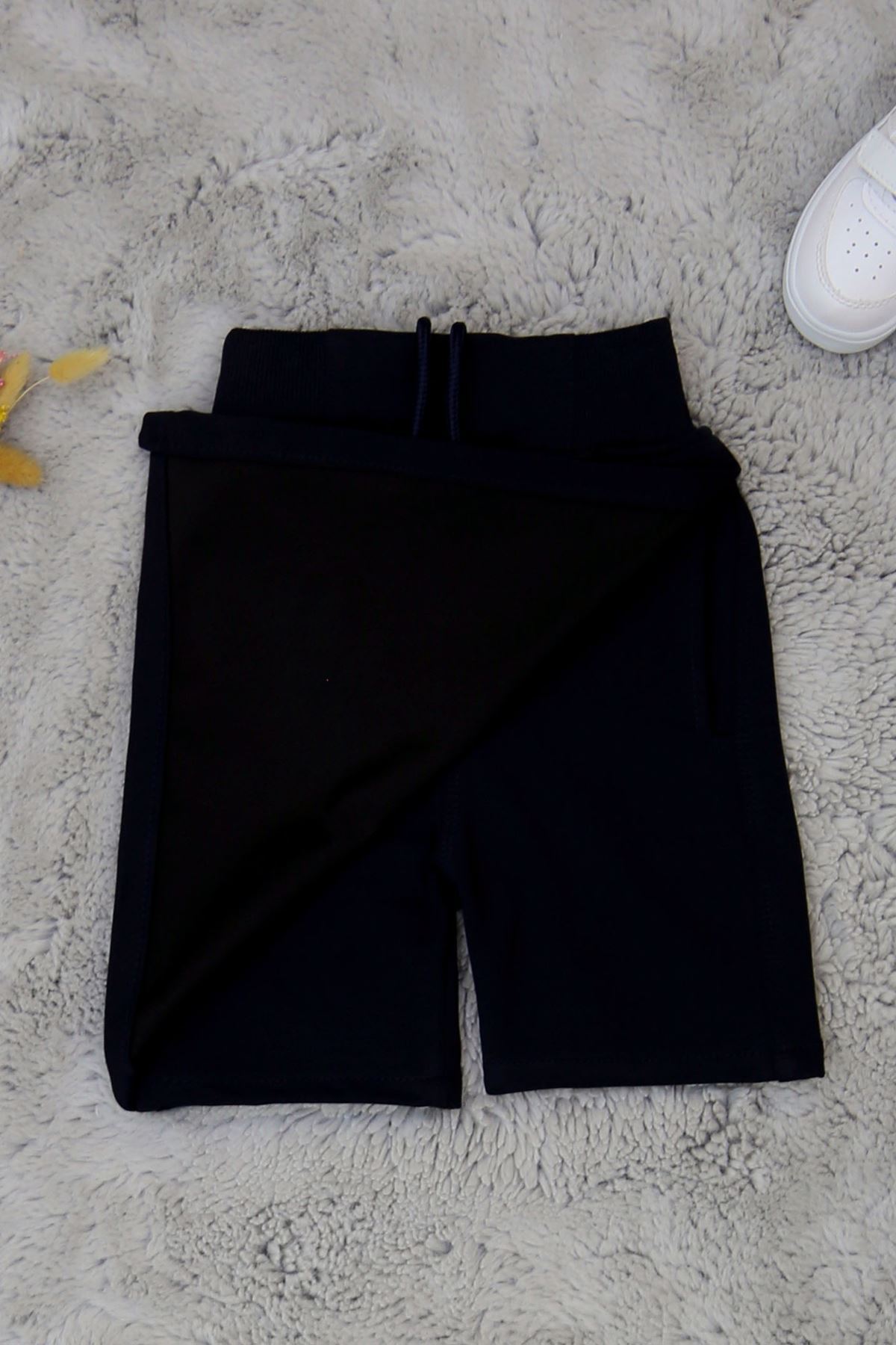 6-10 Yaş İki İplik Beli Lastikli Kompak Penye Şort Etek Lacivert - 90232.2032.