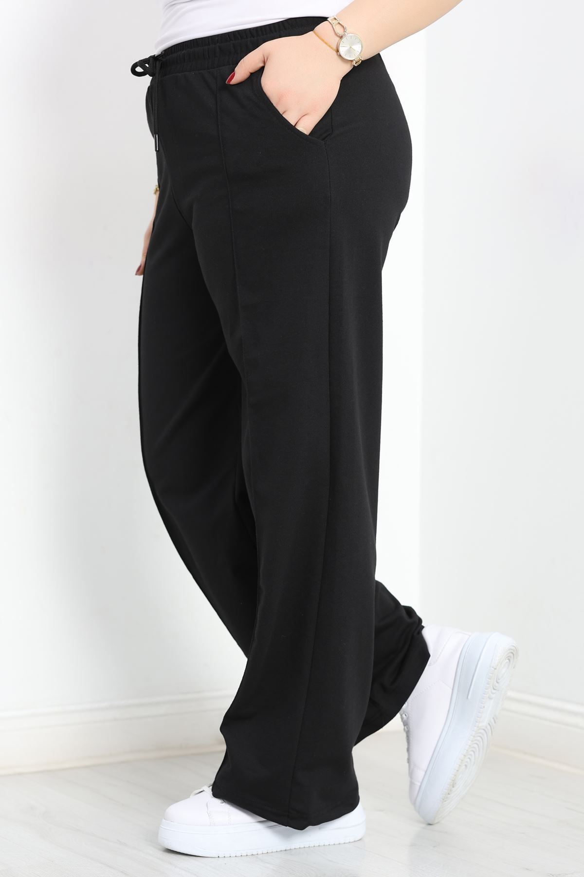 Çımalı Büyük Beden Eşofman Altı Siyah - 50663.1005.