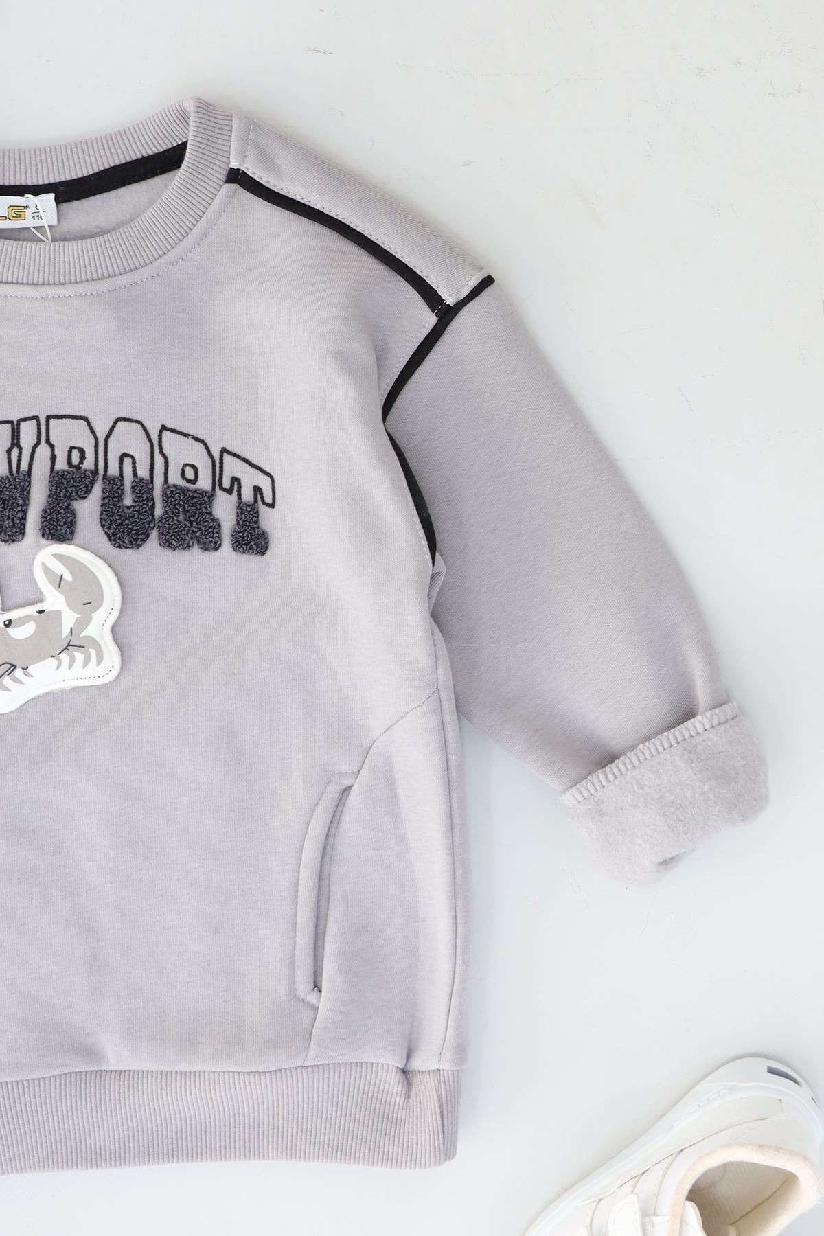 6-9 Yaş Nakışlı Çocuk Sweat Duman - 2264208.1576.