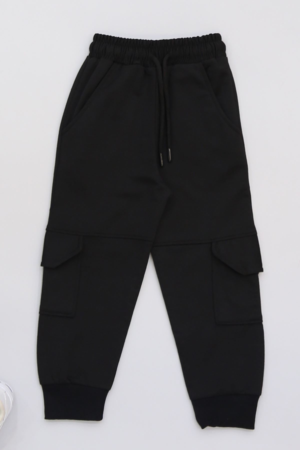 6-10 Yaş 2 İplik Kargo Eşofman Altı Siyah - 50945.2066.