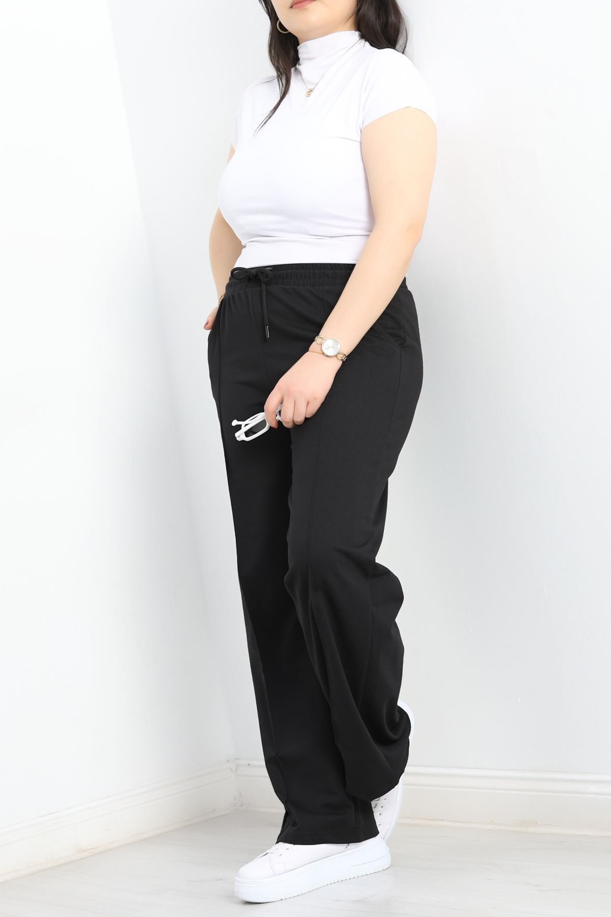 Çımalı Büyük Beden Eşofman Altı Siyah - 50663.1005.