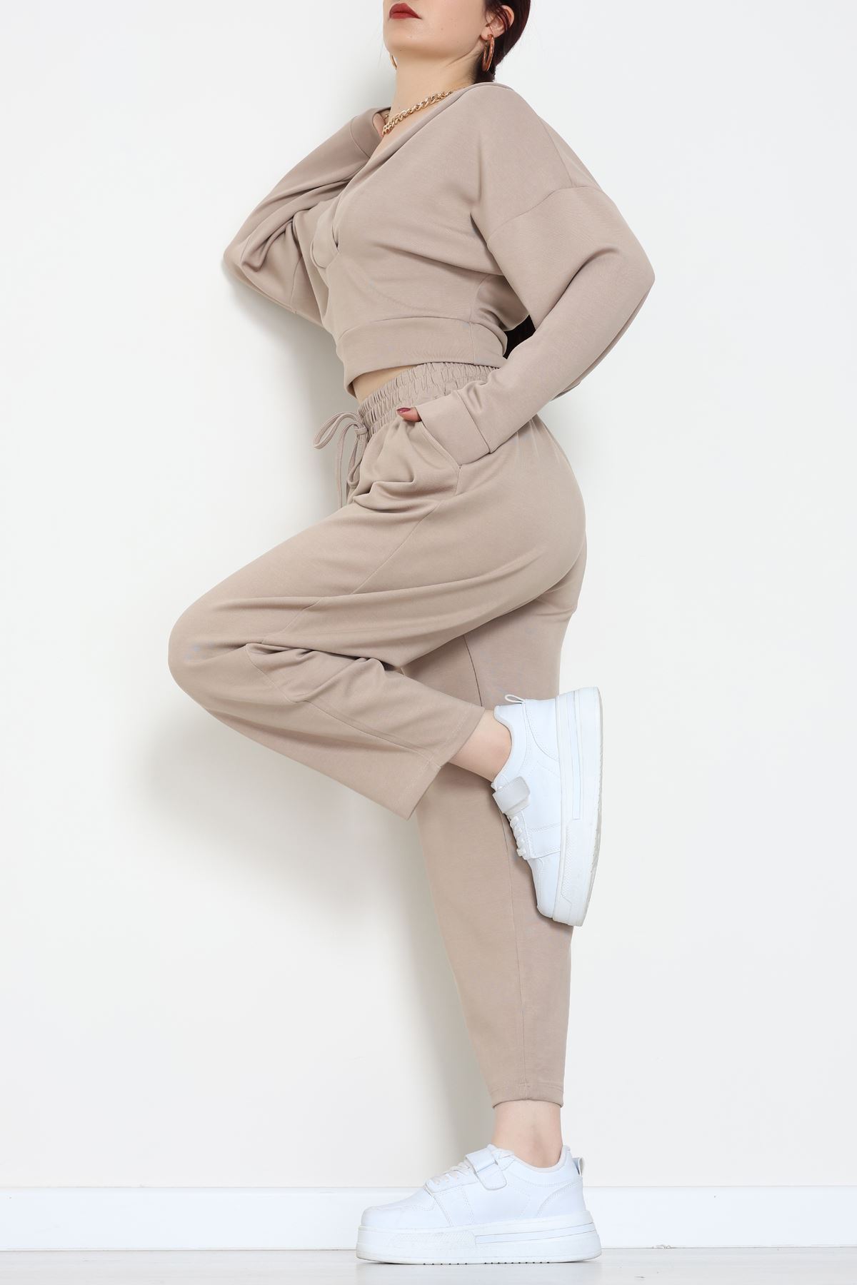 Kapşonlu İkili Modal Takım Vizon - 50916.1995.