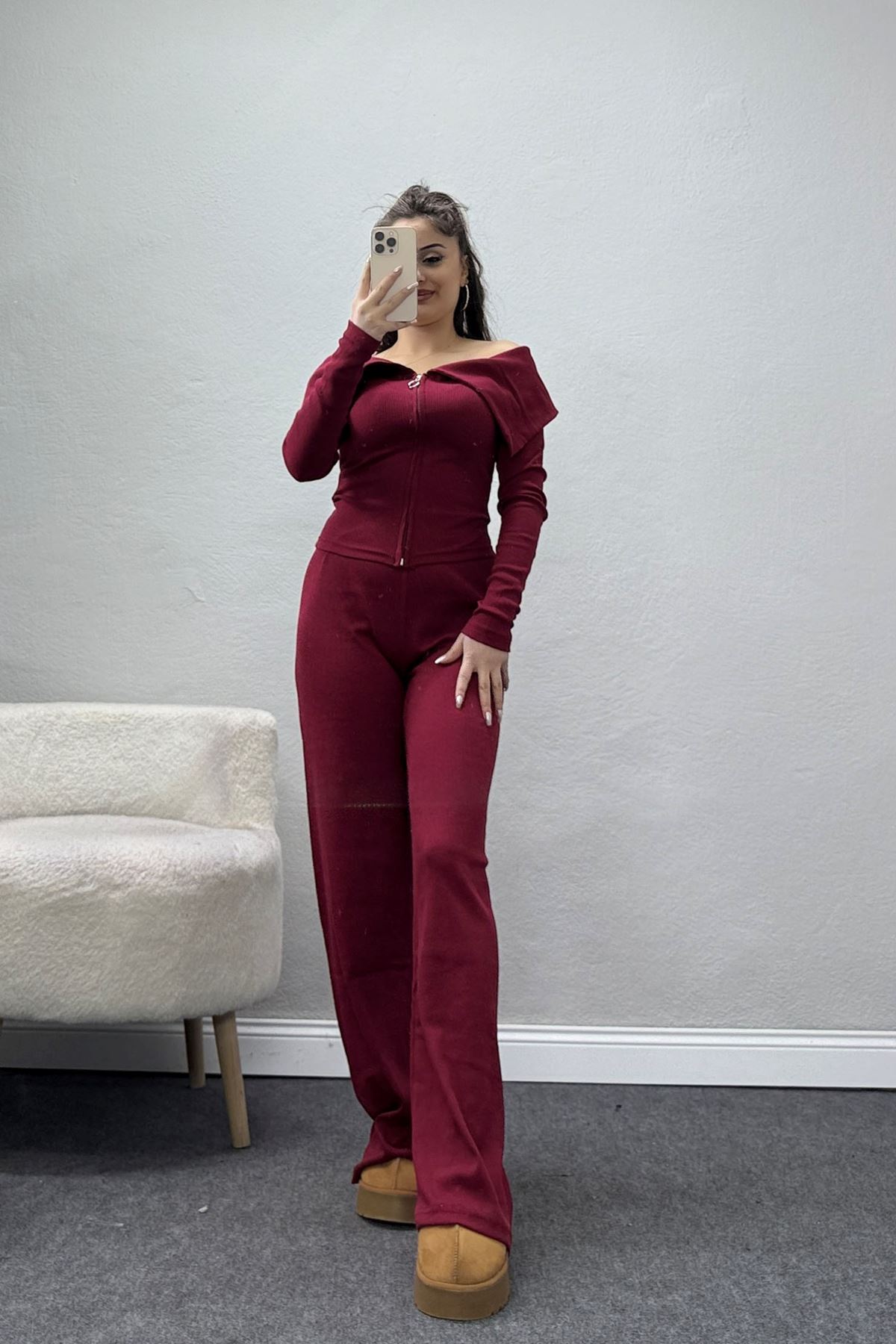 Madonna Yaka Likralı Kaşkorse İkili Takım Bordo - 51089.1567.