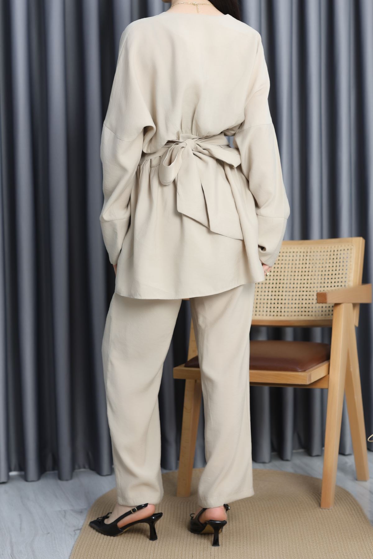 Bağlamalı İkili Takım Bej - 50628.1988.