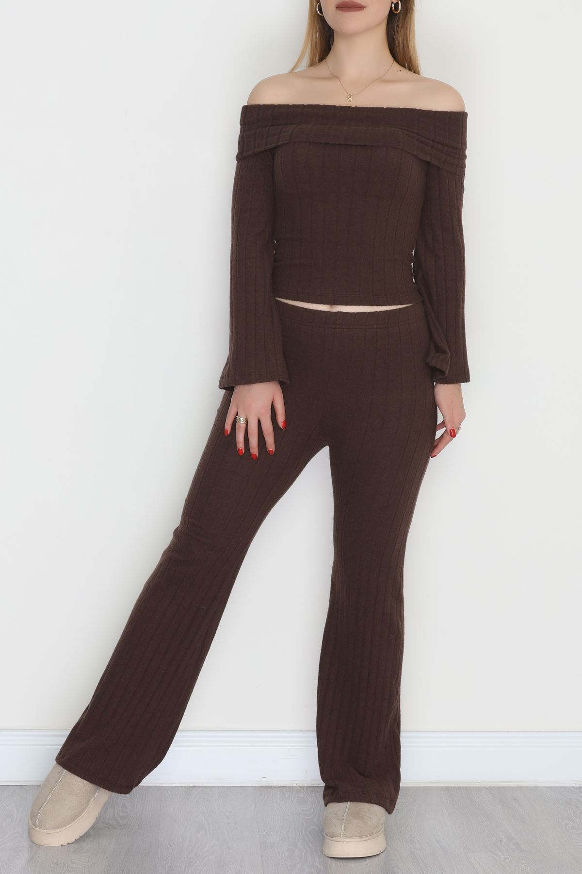 Madonna Yaka İspanyol Kol İnterlok Takım Acıkahve - 42618.1748.