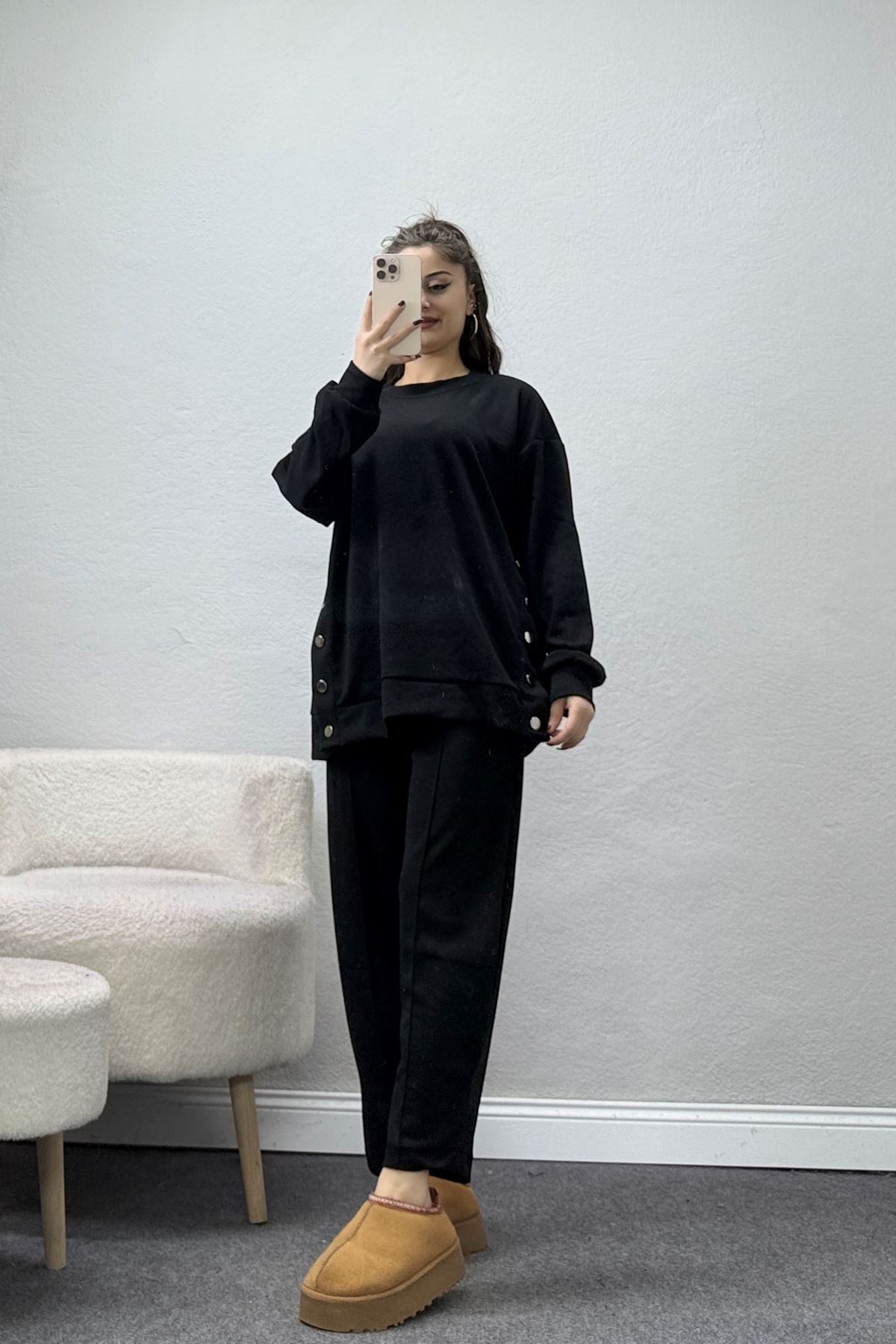 Çıt Çıtlı Modal İkili Takım Siyah - 4128.1247.