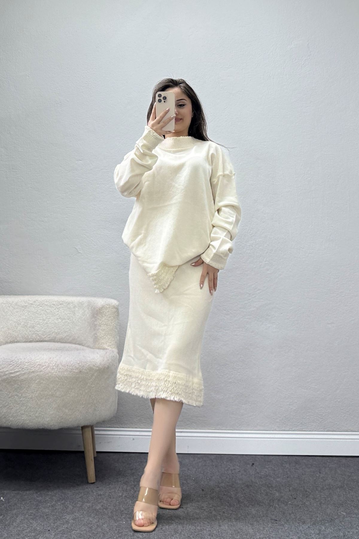 Örme Etekli Takım Naturel - 220241.444.