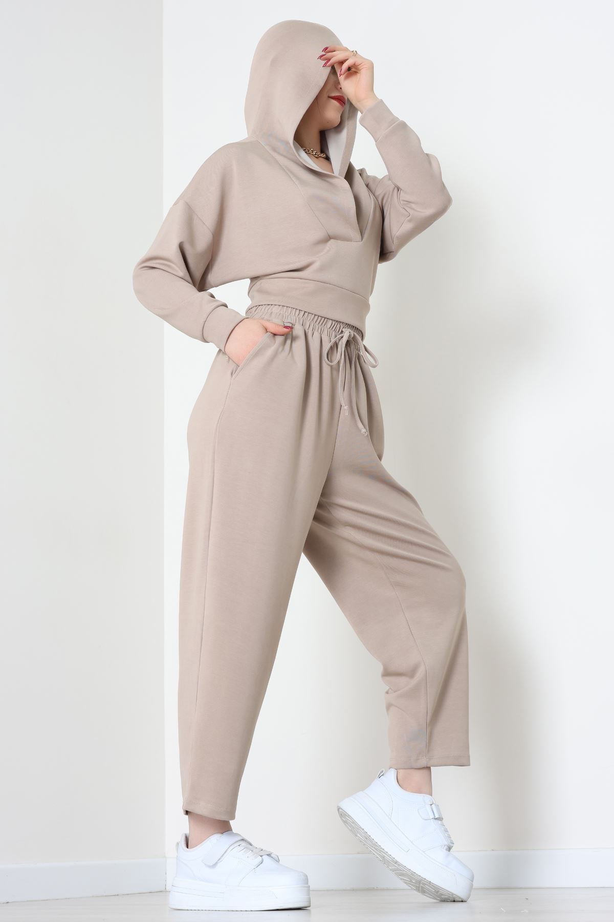 Kapşonlu İkili Modal Takım Vizon - 50916.1995.