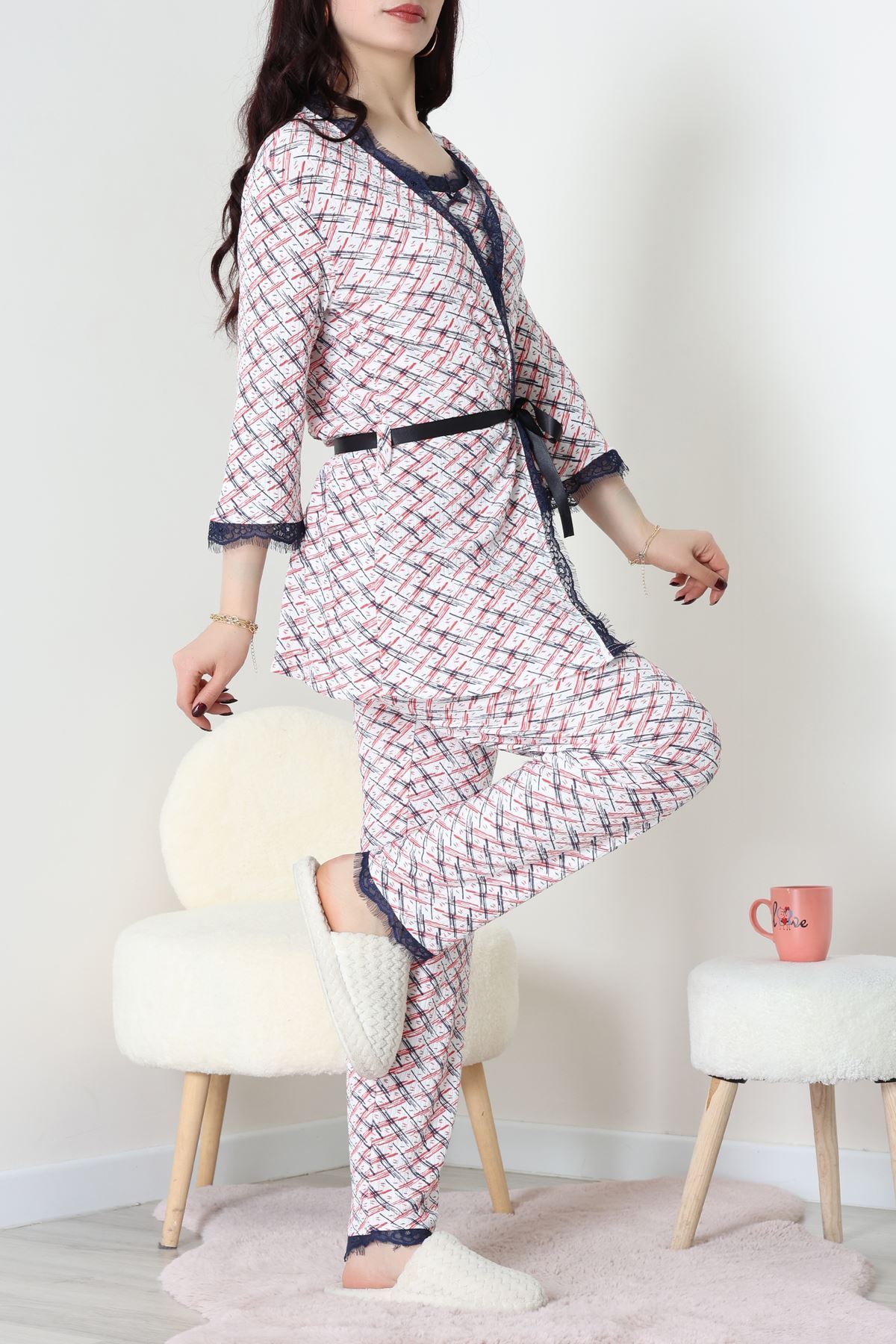 3'Lü Pijama Seti Ekrukırmızı - 52170.2123.