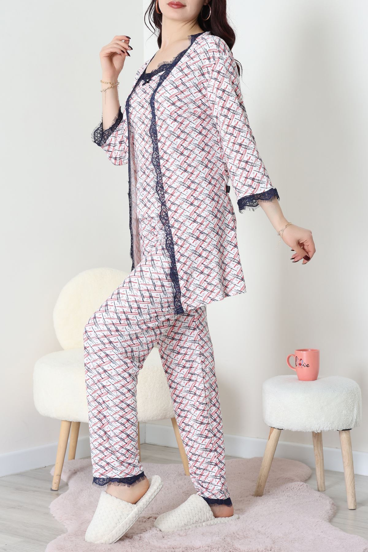 3'Lü Pijama Seti Ekrukırmızı - 52170.2123.