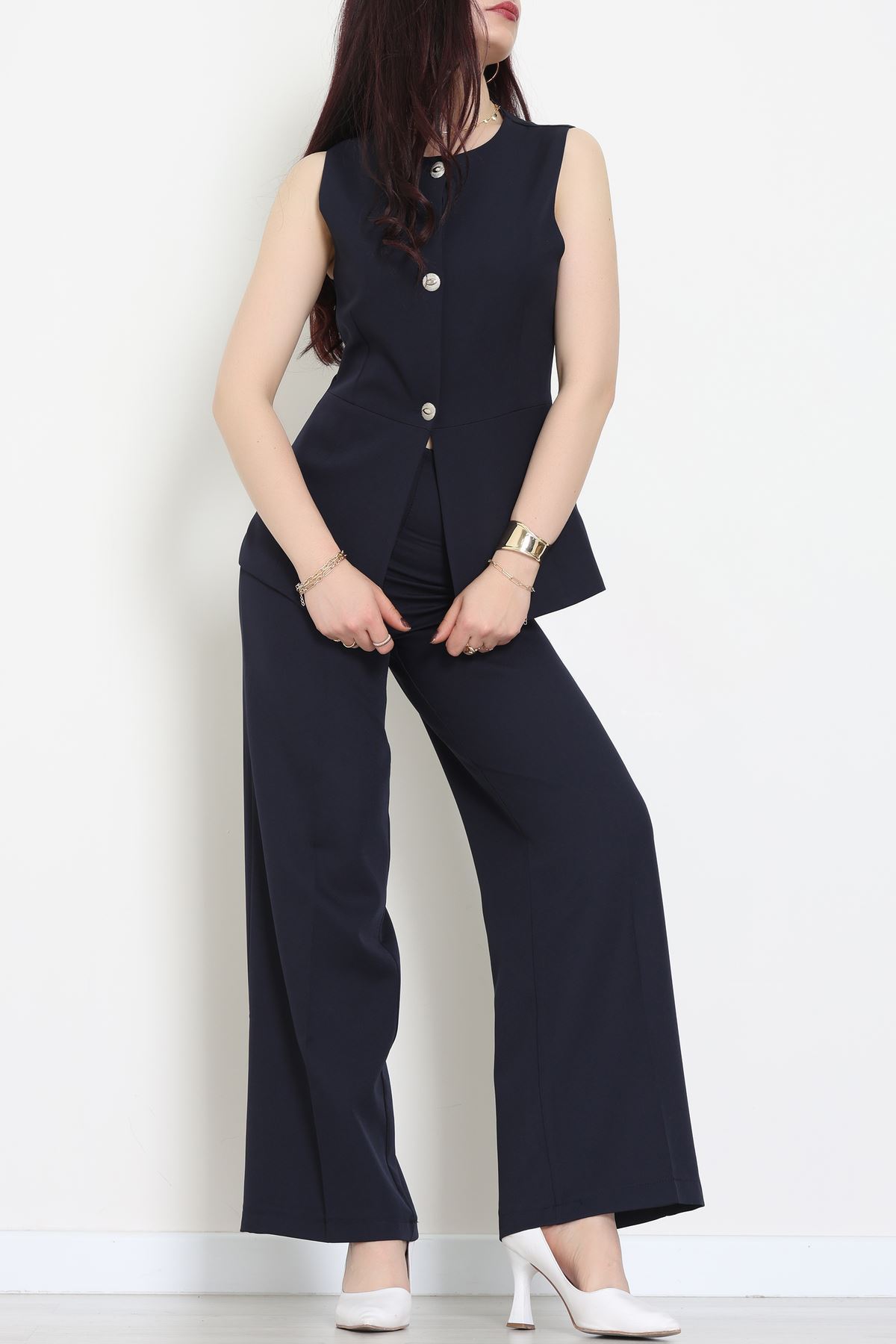 Düğmeli Dabıl İkili Takım Lacivert - 55039.1991.