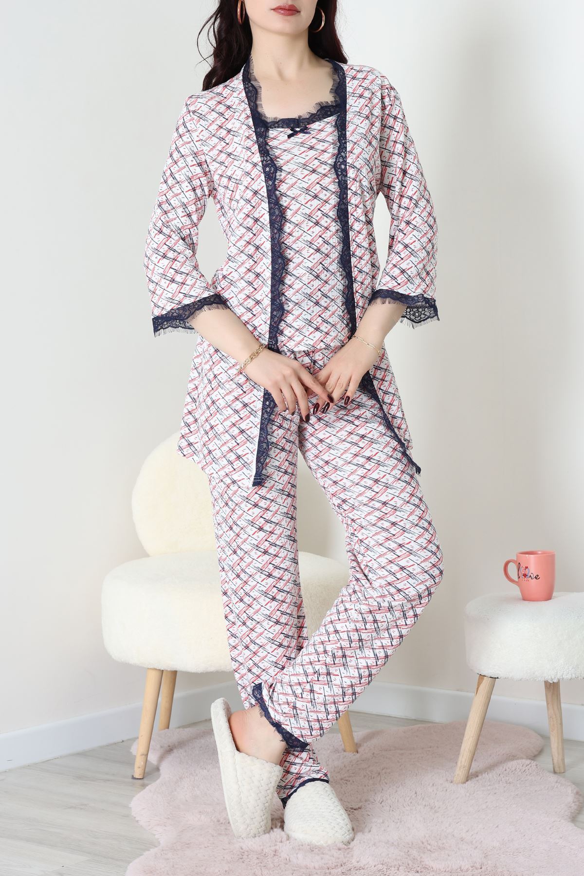 3'Lü Pijama Seti Ekrukırmızı - 52170.2123.