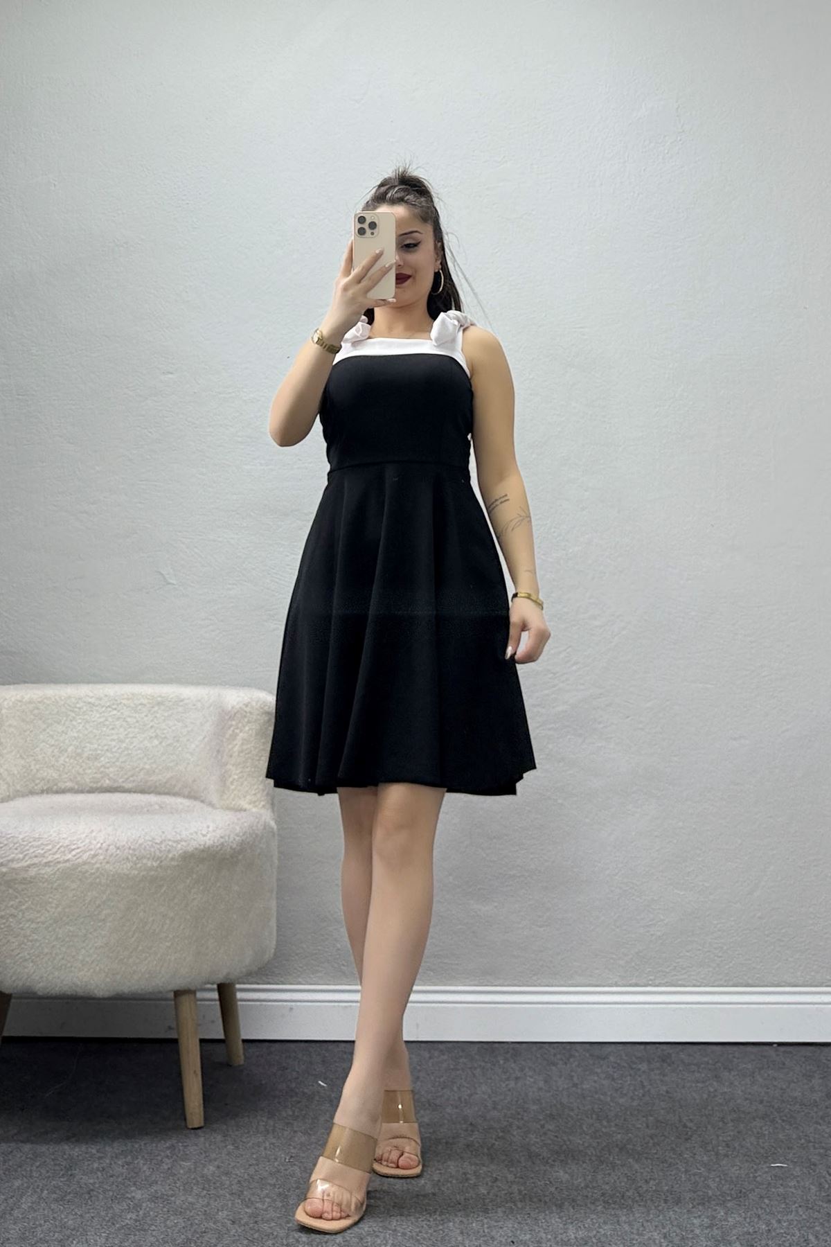 Fiyonk Detaylı Elbise Siyah - 583221.1592.