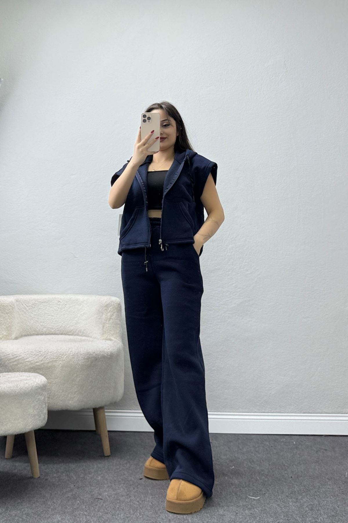 3 İplik Şardonlu Yelekli Takım Lacivert - 42200.1857.