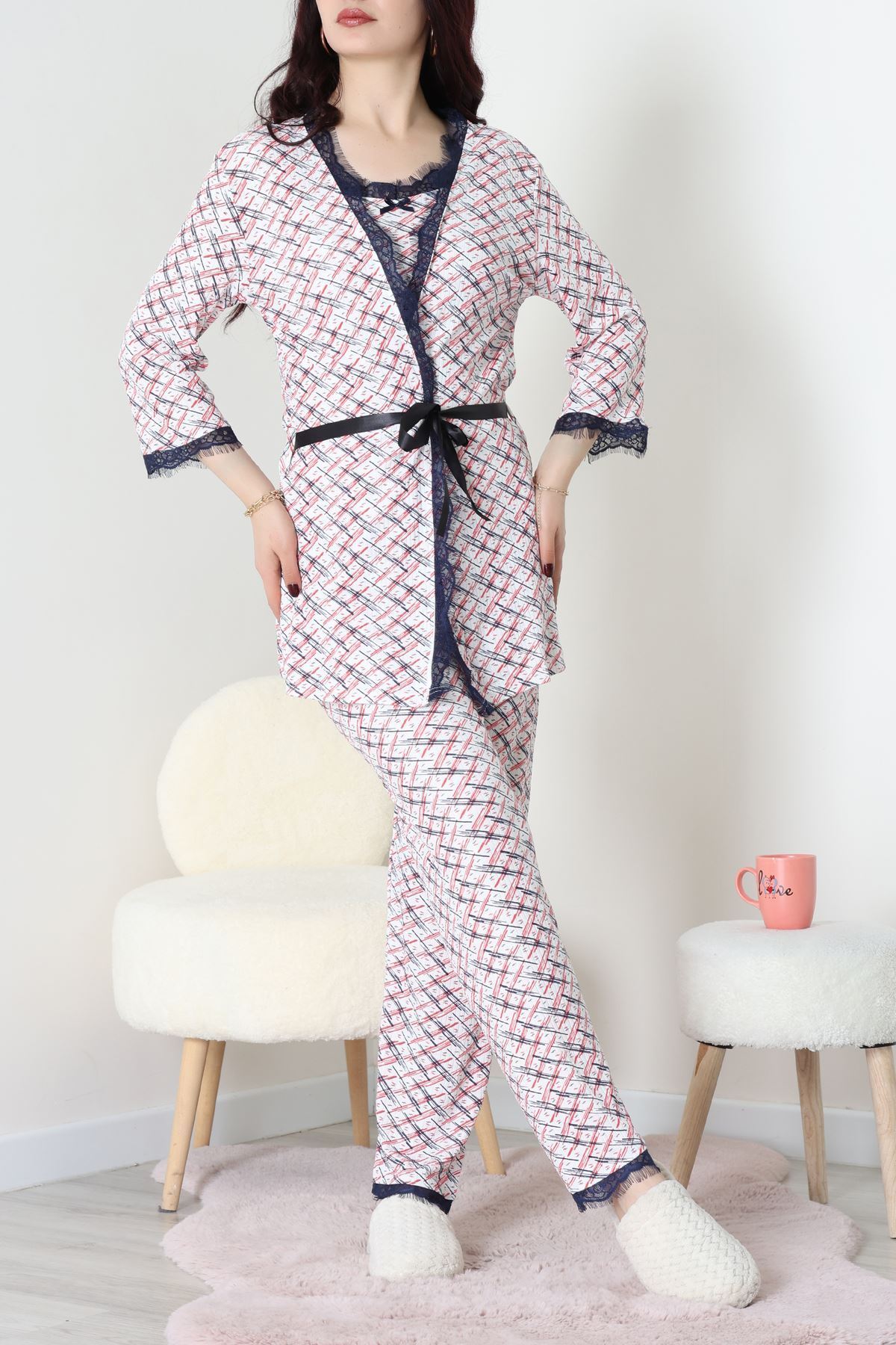 3'Lü Pijama Seti Ekrukırmızı - 52170.2123.