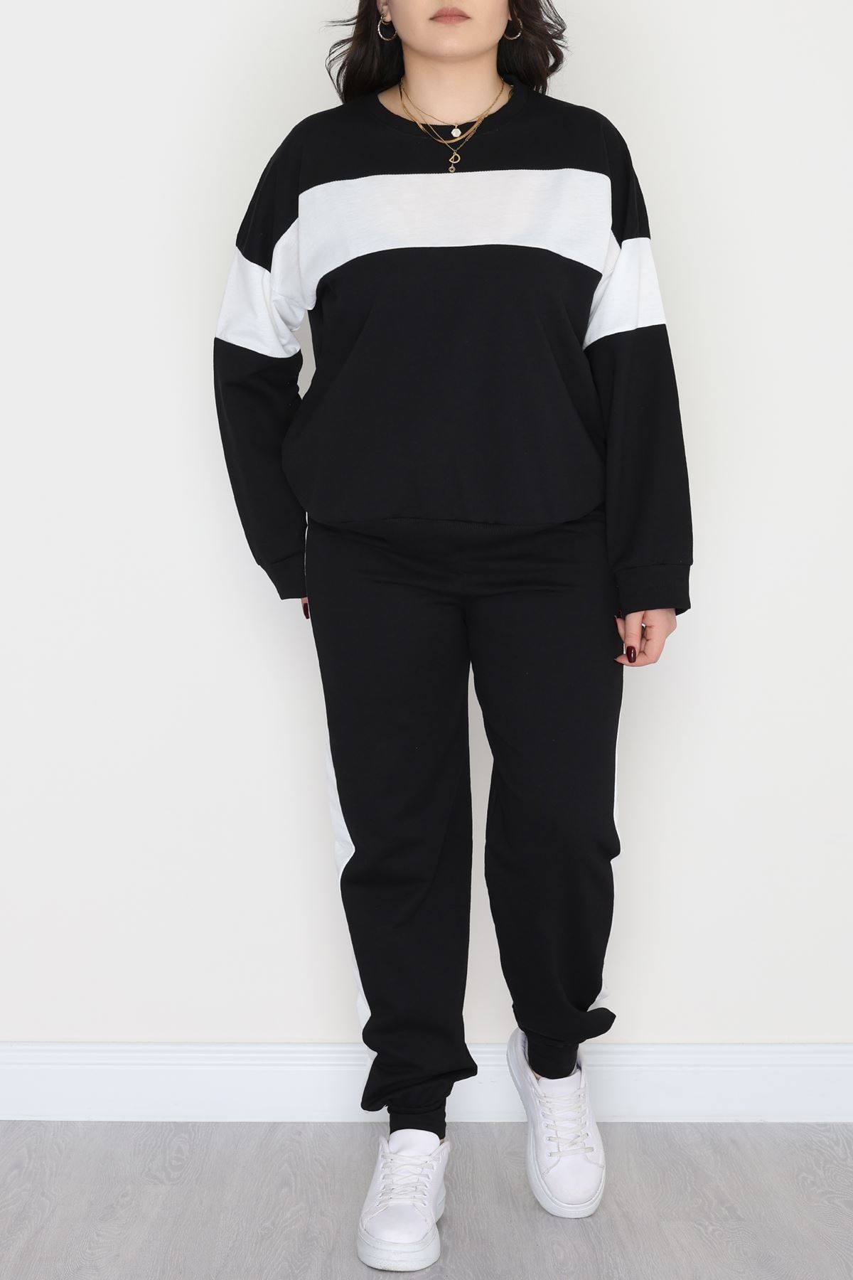 Garnili 2 İplik Büyük Beden Eşofman Takımı Siyah - 50783.1857.