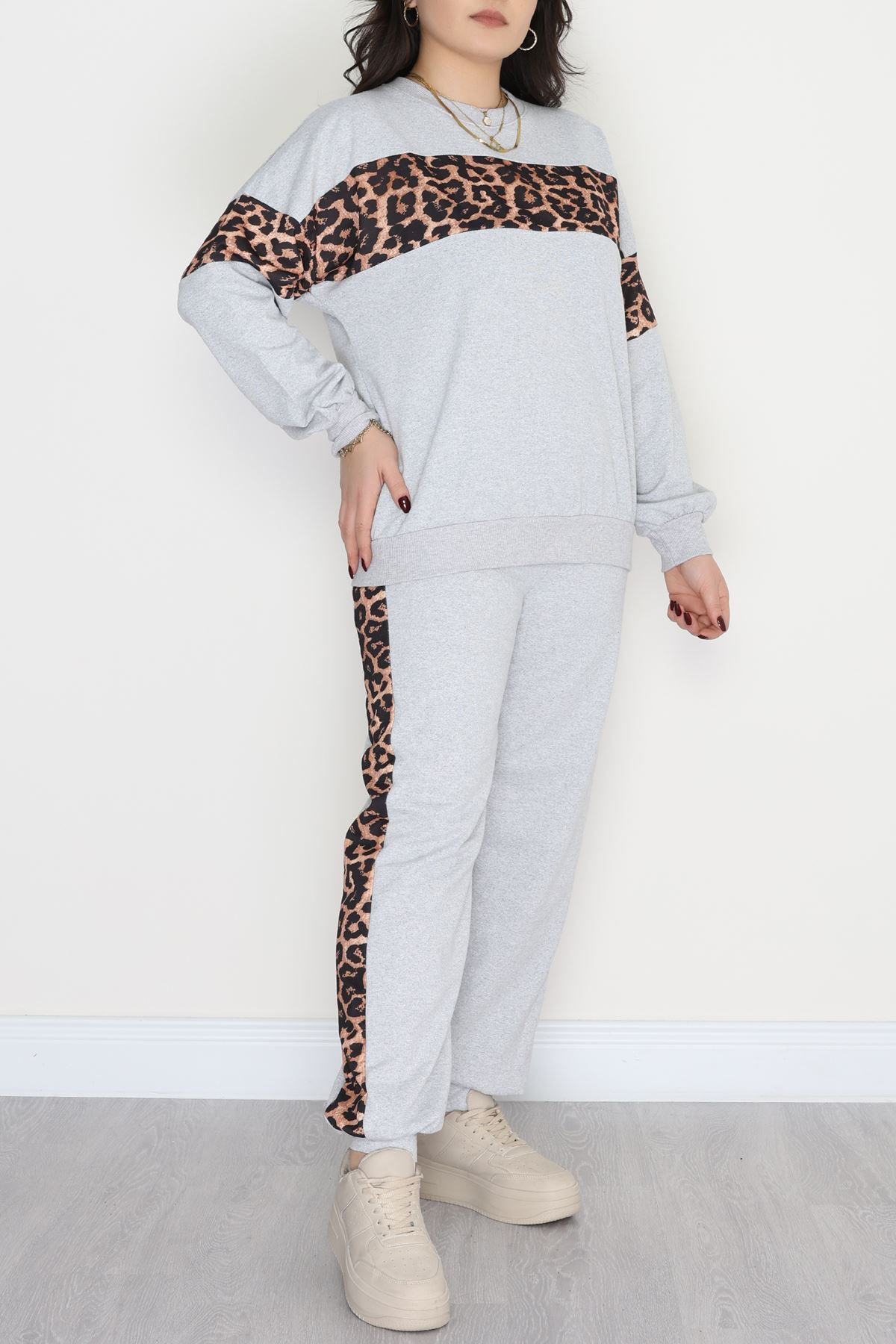 Garnili 2 İplik Büyük Beden Eşofman Takımı Gri - 50782.1857.