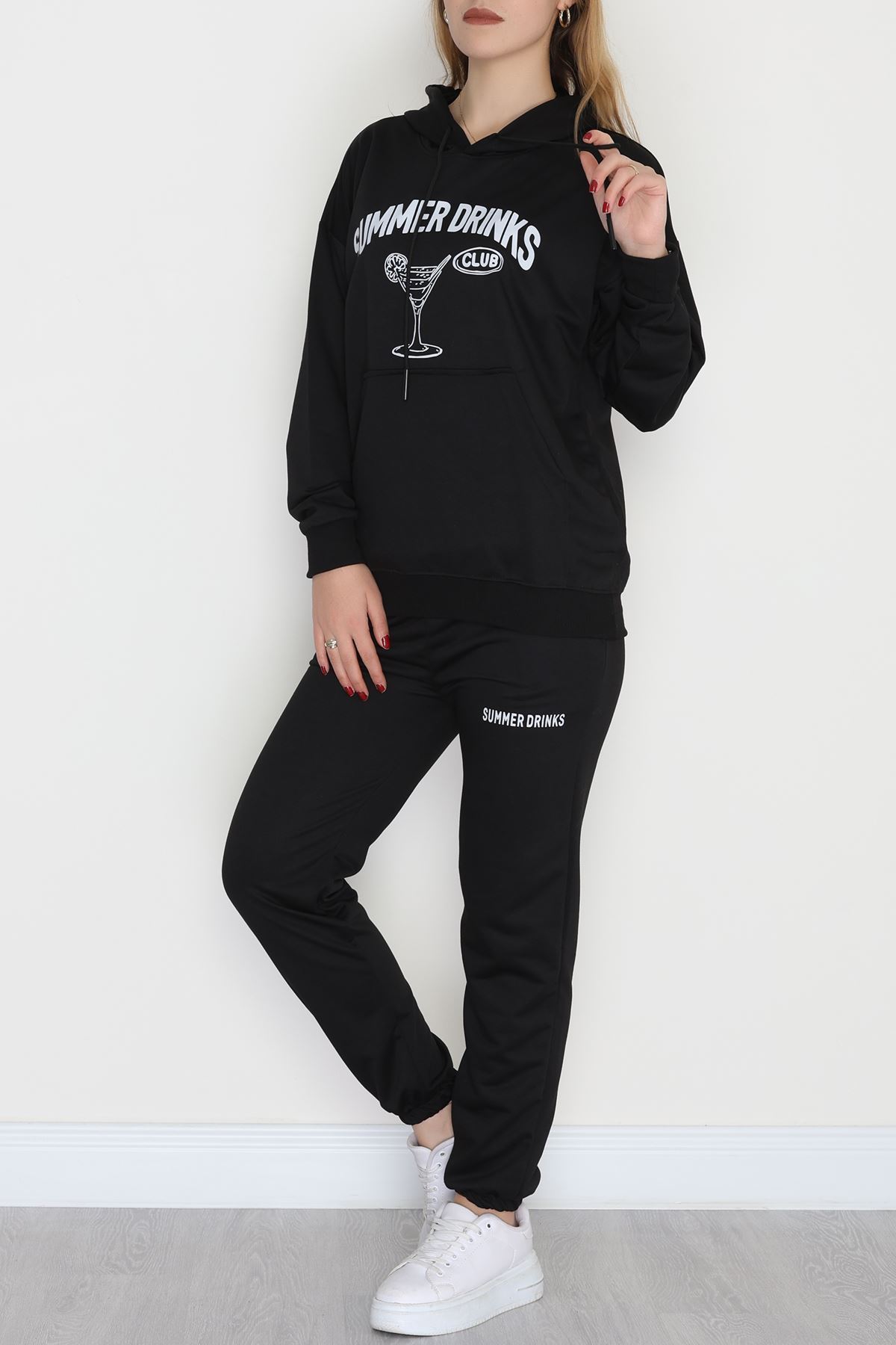 2 İplik Baskılı Eşofman Takımı Siyahekru - 31311.1878.